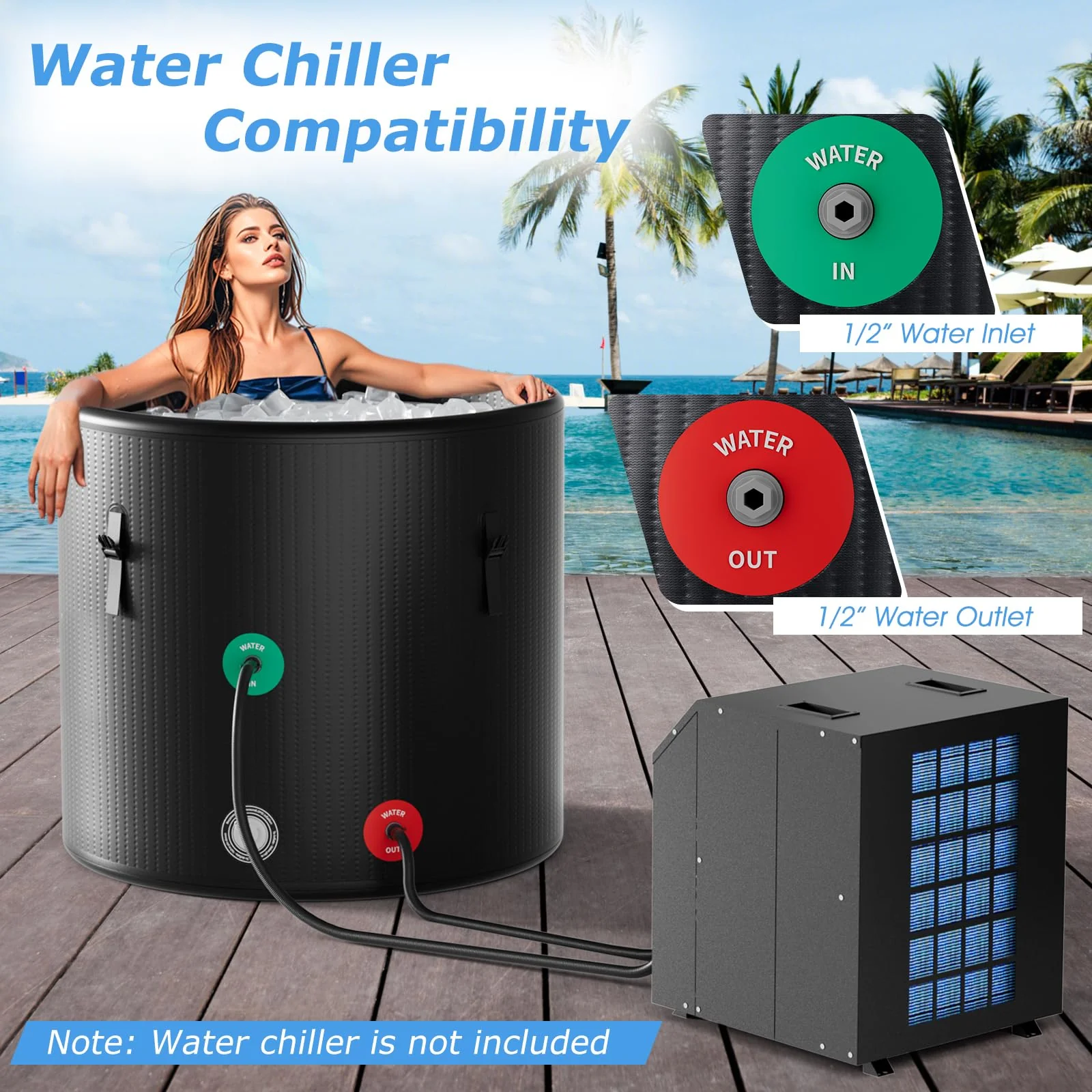 Goplus 79 Gal Ice Bath Tub for Athletes, Inflatable Cold Plunge Tub w/Multiple Layered, Lid, Pump - Image 3