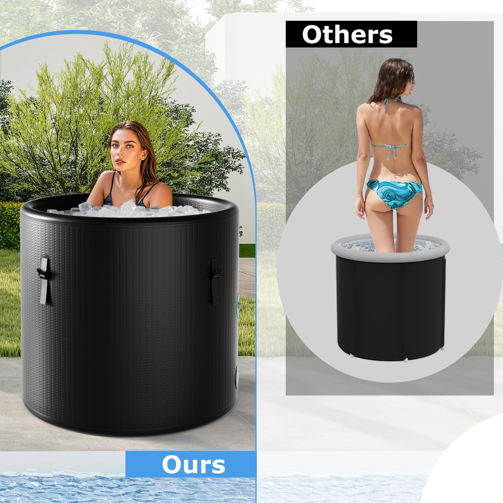 Goplus 79 Gal Ice Bath Tub for Athletes, Inflatable Cold Plunge Tub w/Multiple Layered, Lid, Pump - Image 8