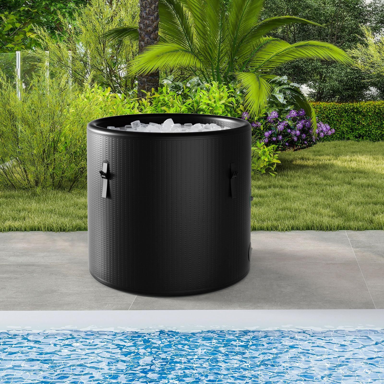 Goplus 79 Gal Ice Bath Tub for Athletes, Inflatable Cold Plunge Tub w/Multiple Layered, Lid, Pump - Image 9