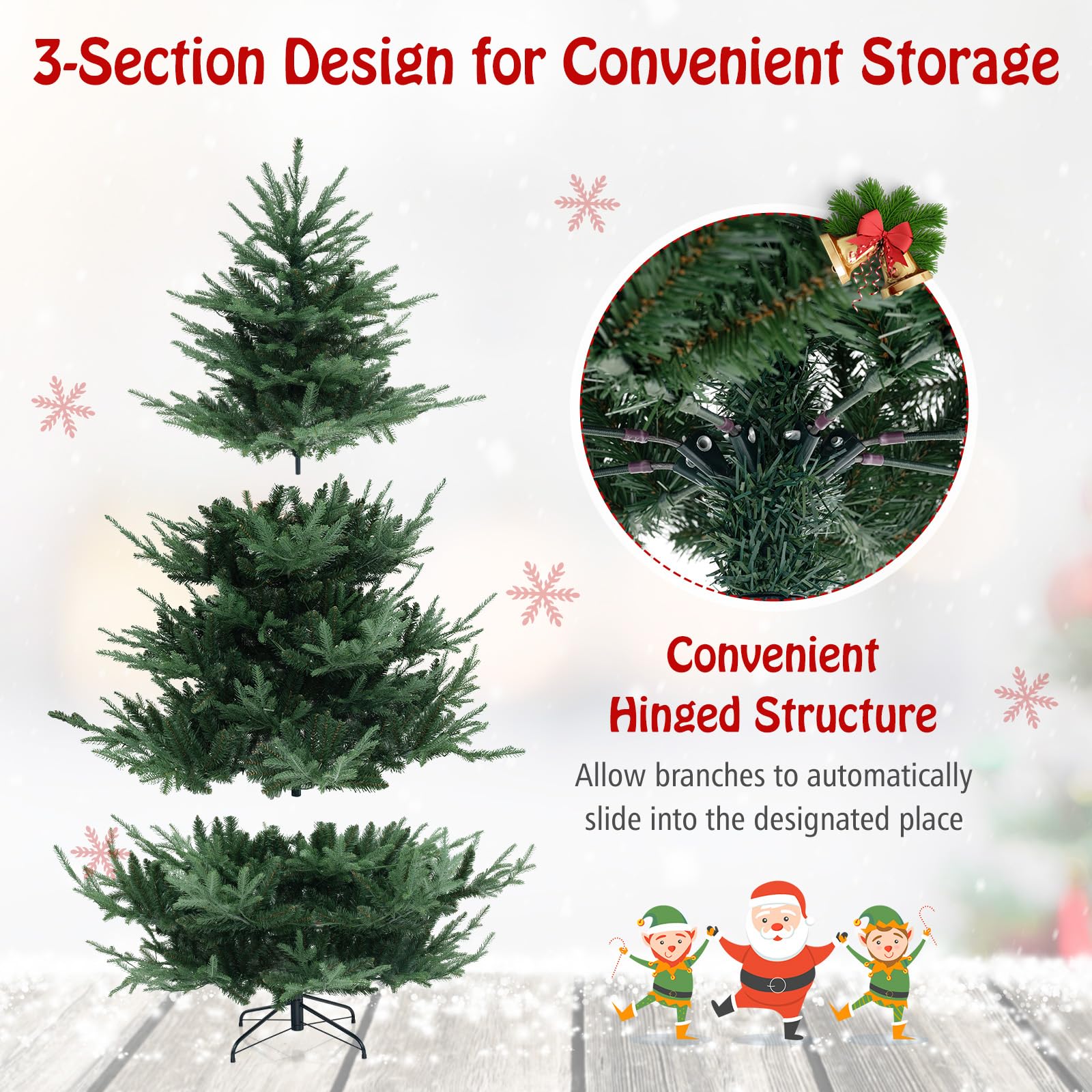 Goplus 7ft Pre-lit Artificial Christmas Tree with 340 Warm White LED Lights, 1090 Branch Tips - Image 4