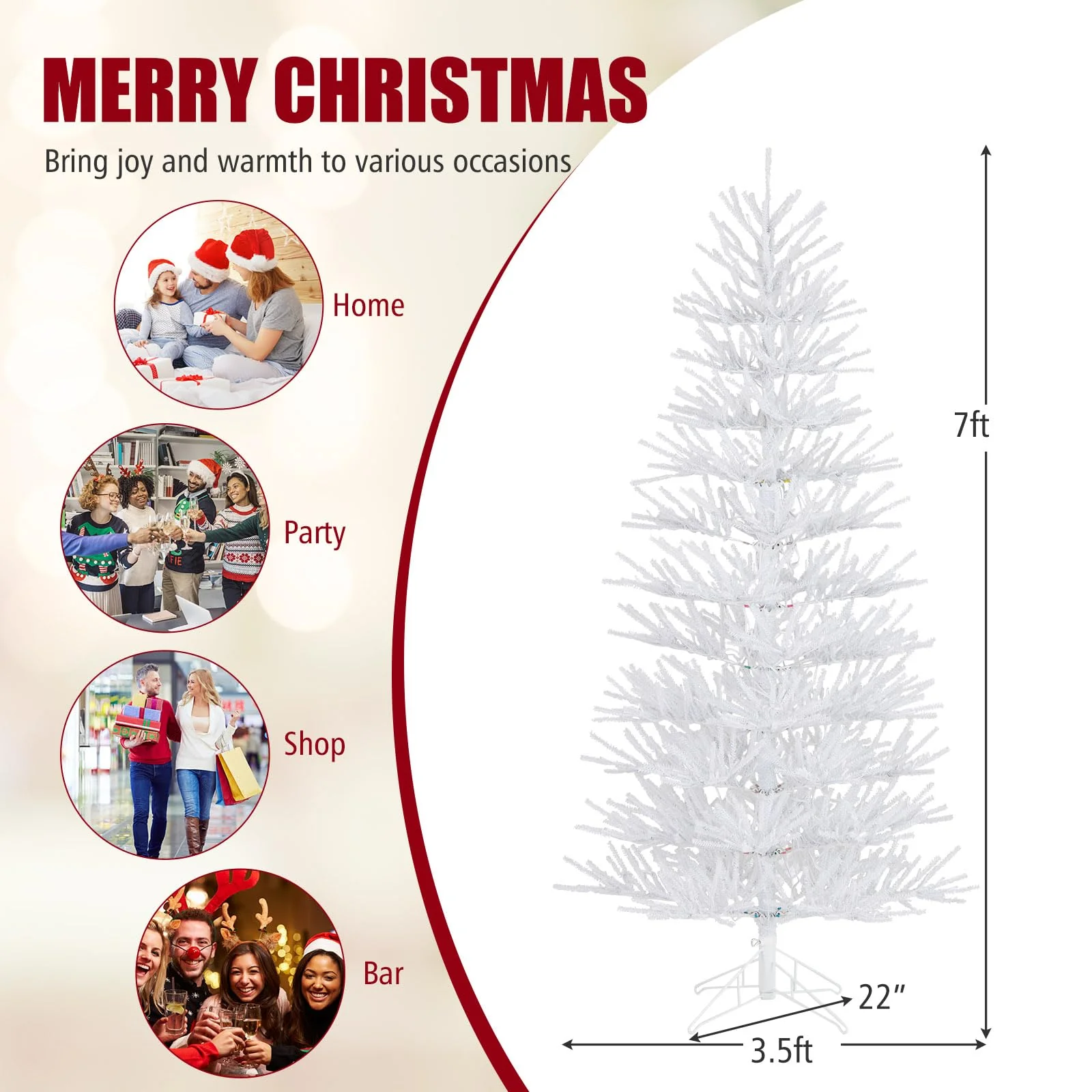 Goplus 7ft Pre-Lit Artificial Christmas Tree with 923 Multicolored LED RGB Lights - Image 7