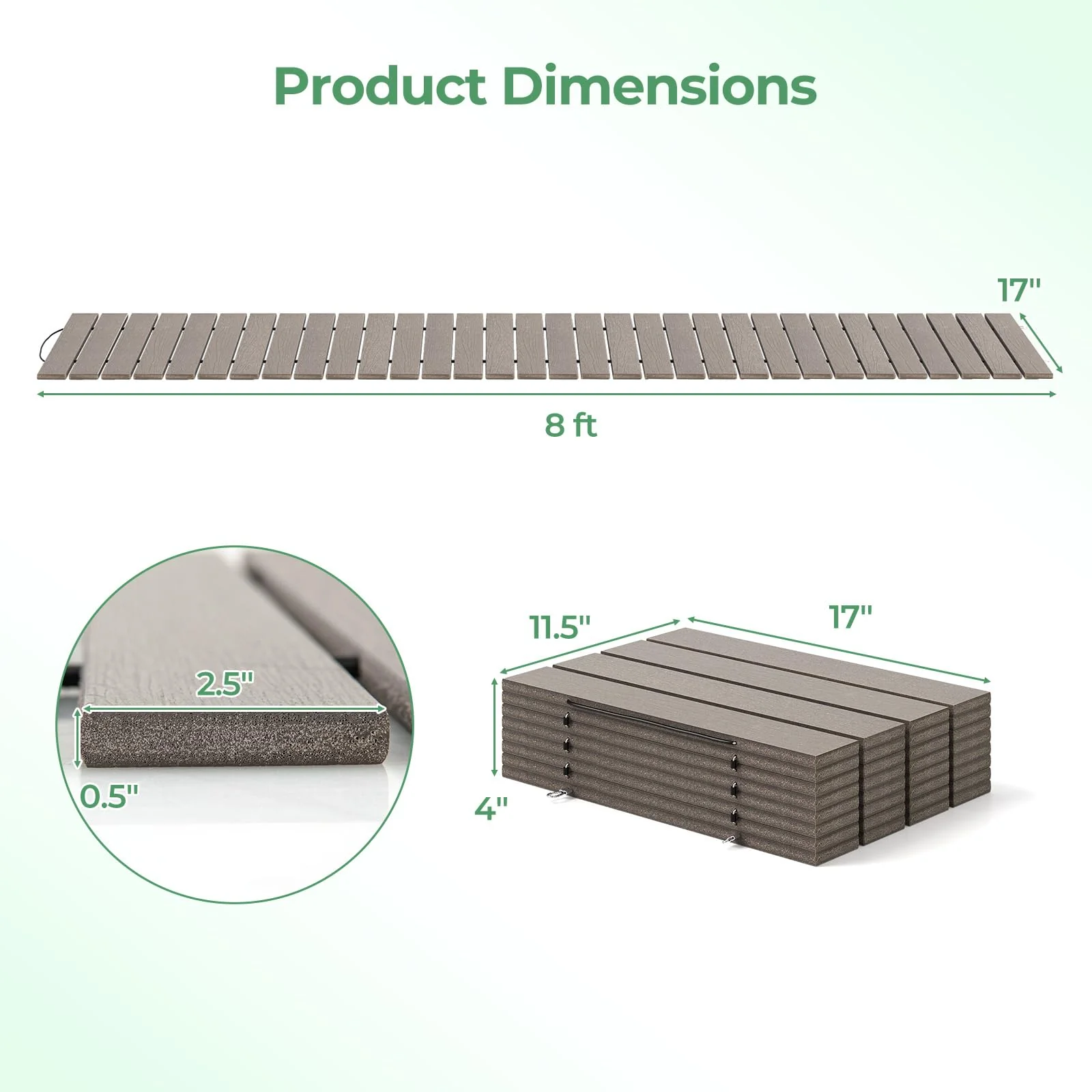 Goplus 8 FT Garden Pathway, Outdoor Roll Out Straight Walkway Patio Path, 95” x 21.5 ” x 0.5” - Image 10