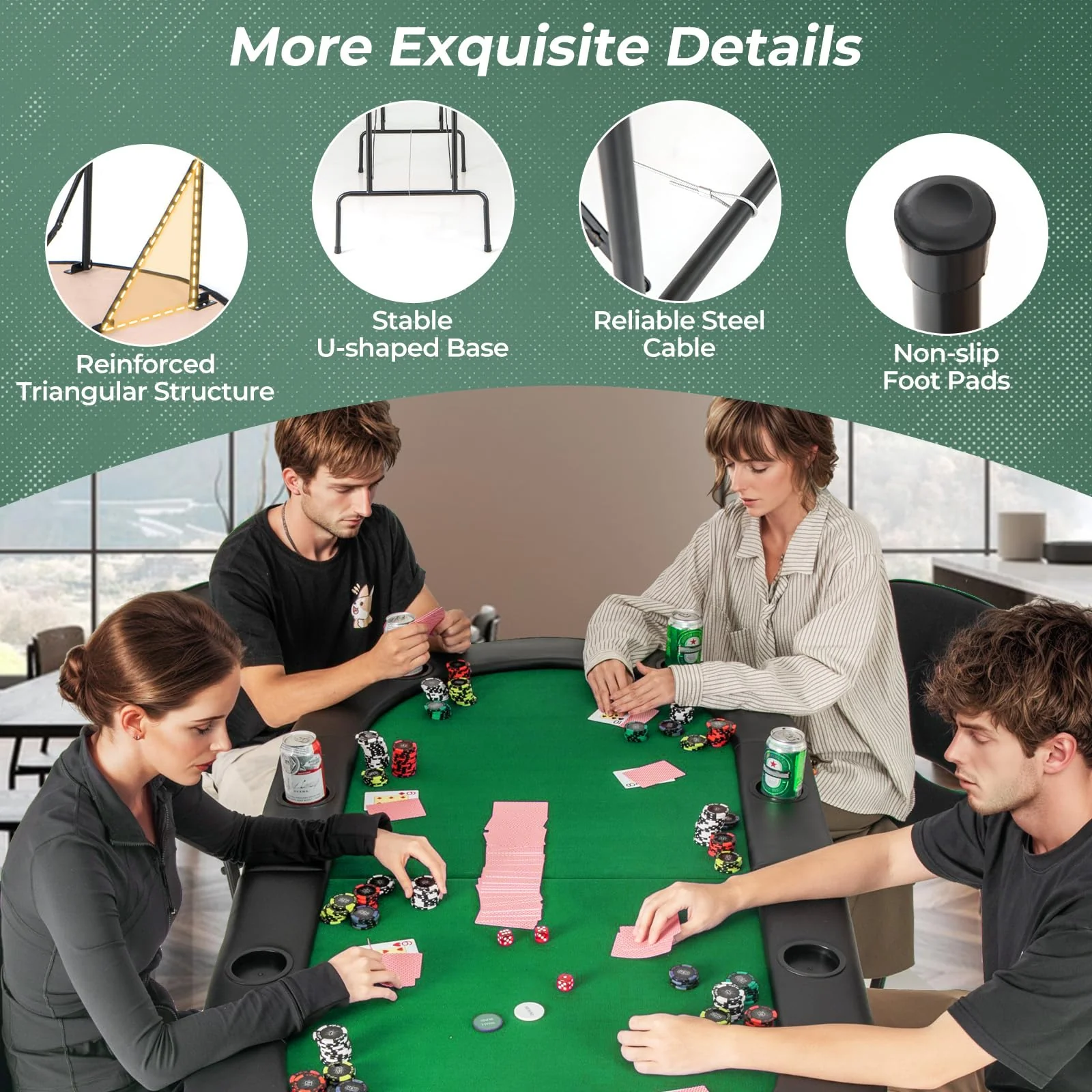 Goplus 8 Players Texas Holdem Foldable Poker Table - Image 7