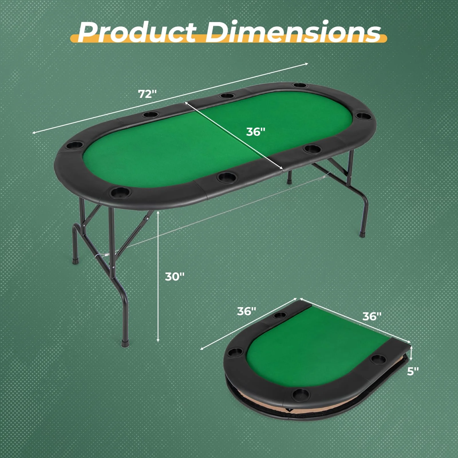 Goplus 8 Players Texas Holdem Foldable Poker Table - Image 8