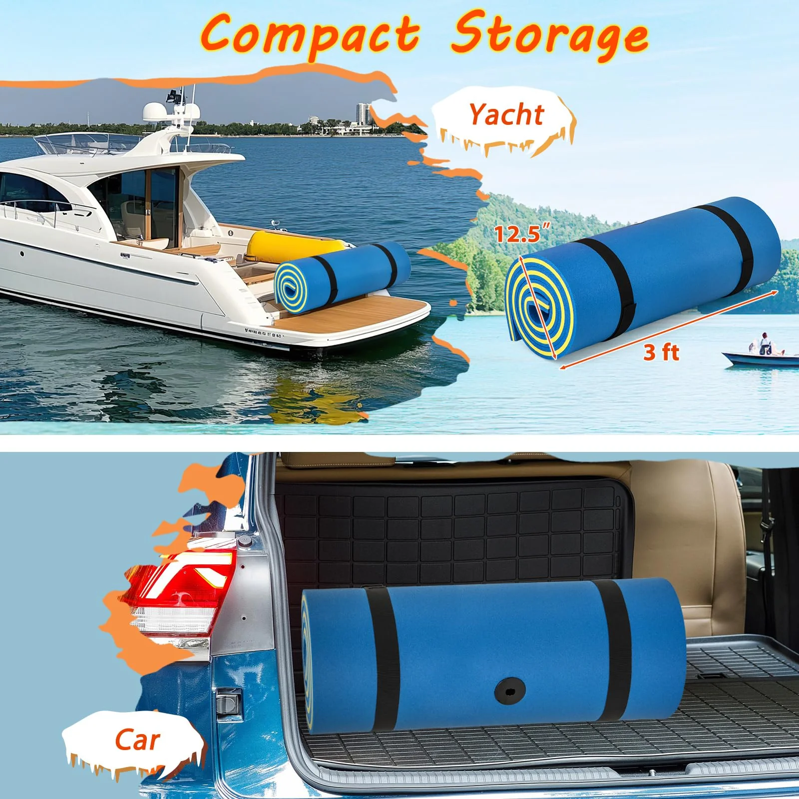 Goplus 87" x 36" Floating Water Mat Pad Lily Pad with Rolling Pillow Design - Image 5