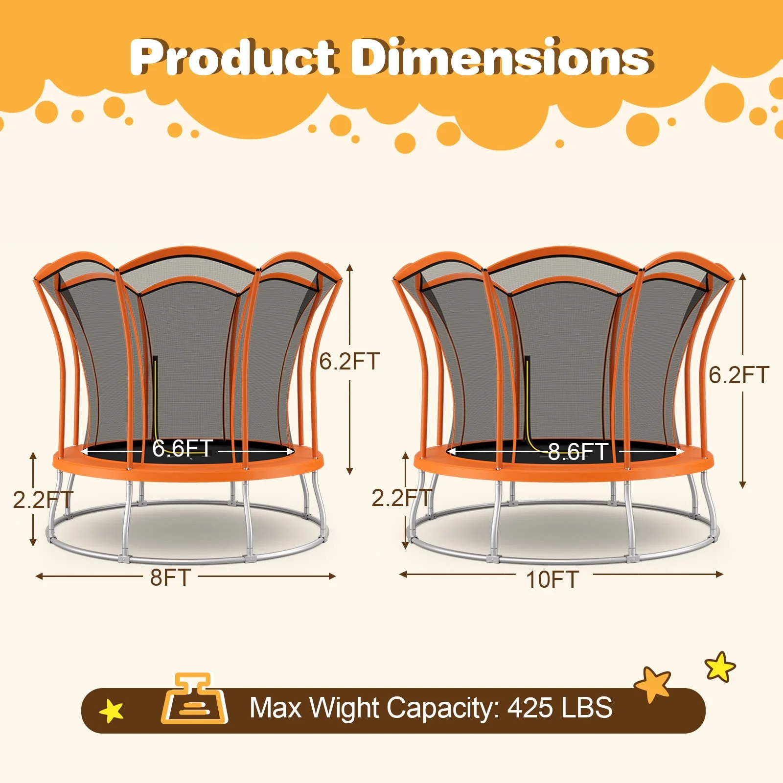 Goplus 8FT/ 10FT Outdoor Trampoline, ASTM Approved Trampoline with Unique Flower Shape - Image 12