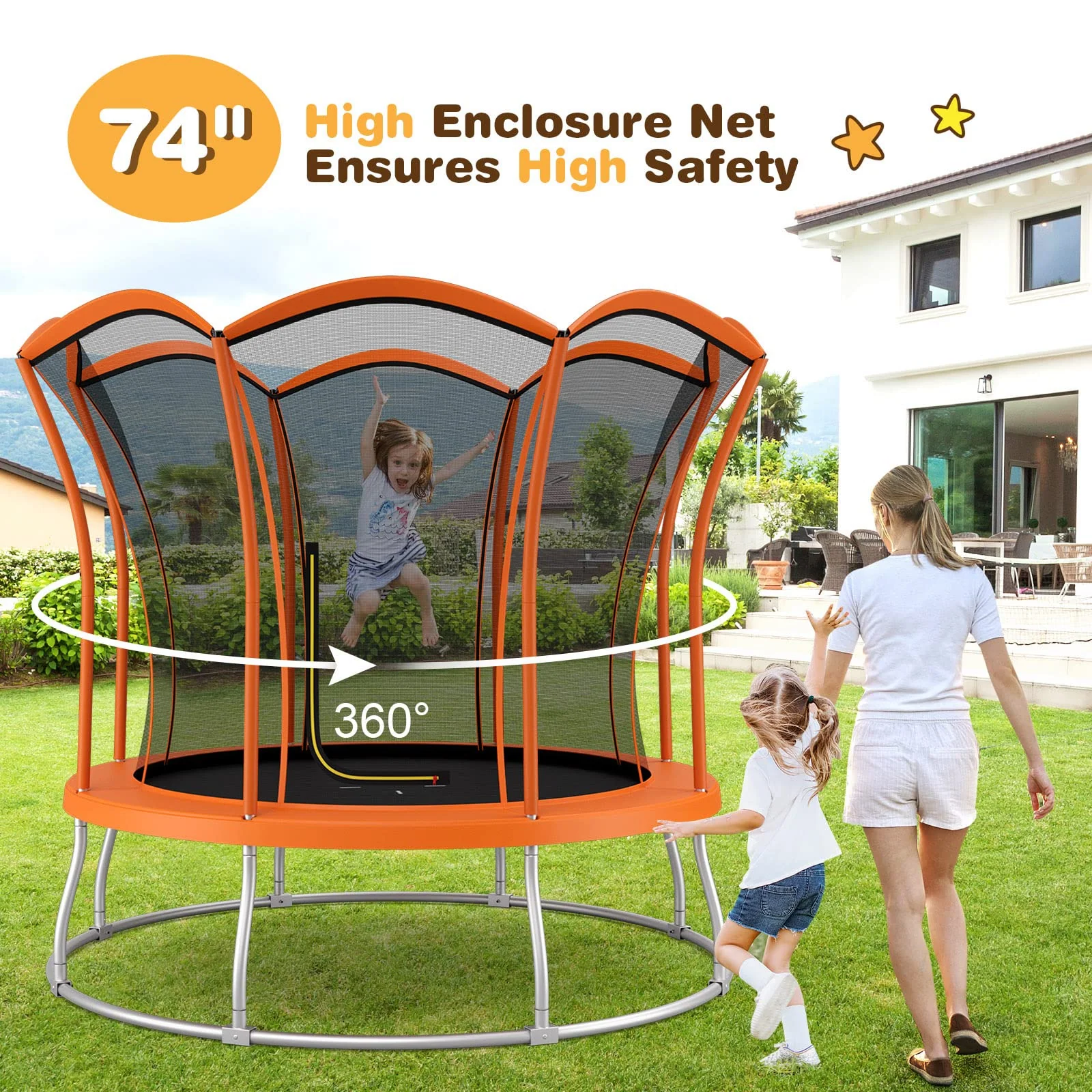 Goplus 8FT/ 10FT Outdoor Trampoline, ASTM Approved Trampoline with Unique Flower Shape - Image 2