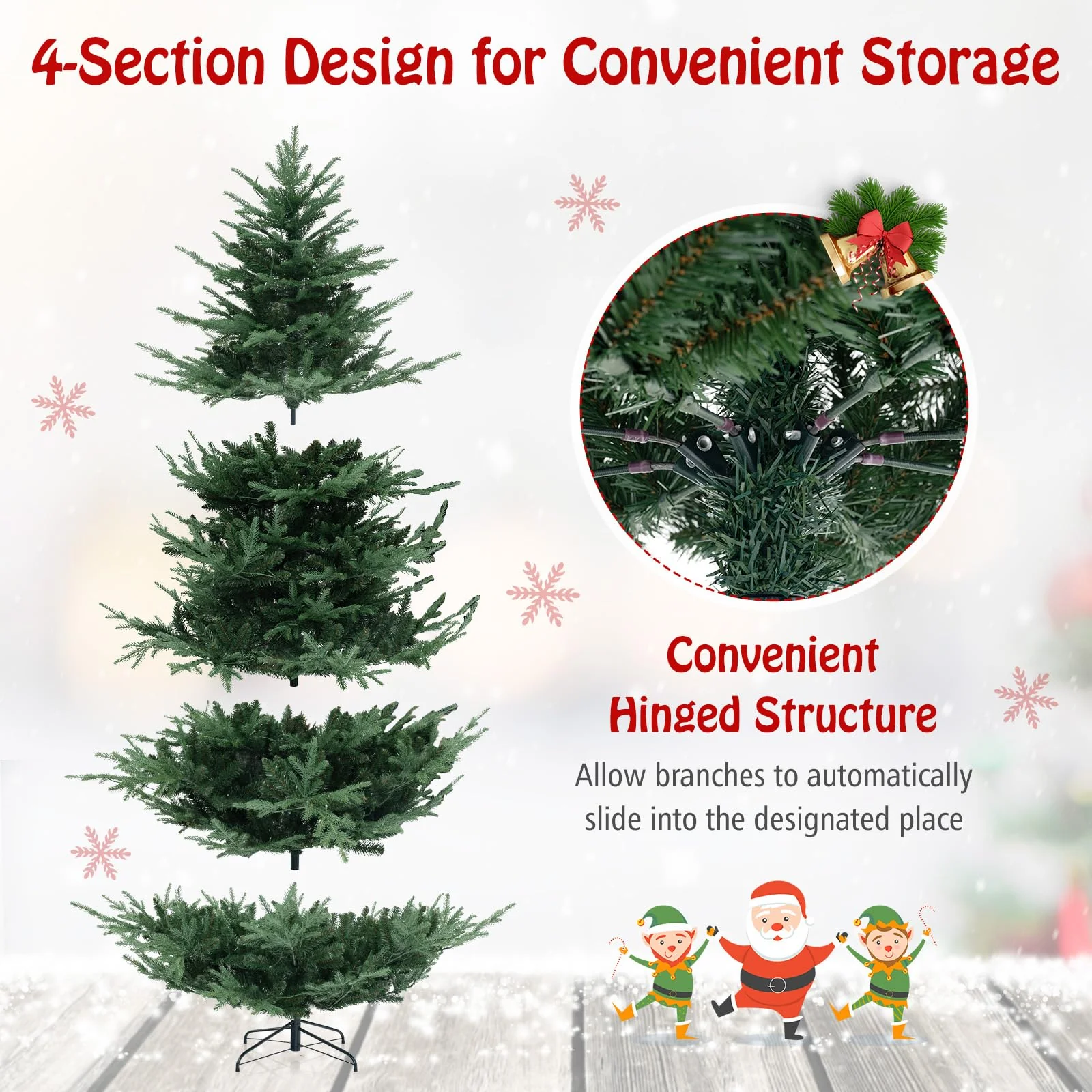Goplus 8ft Pre-lit Artificial Christmas Tree with 450 Warm White LED Lights, 1480 Branch Tips - Image 4