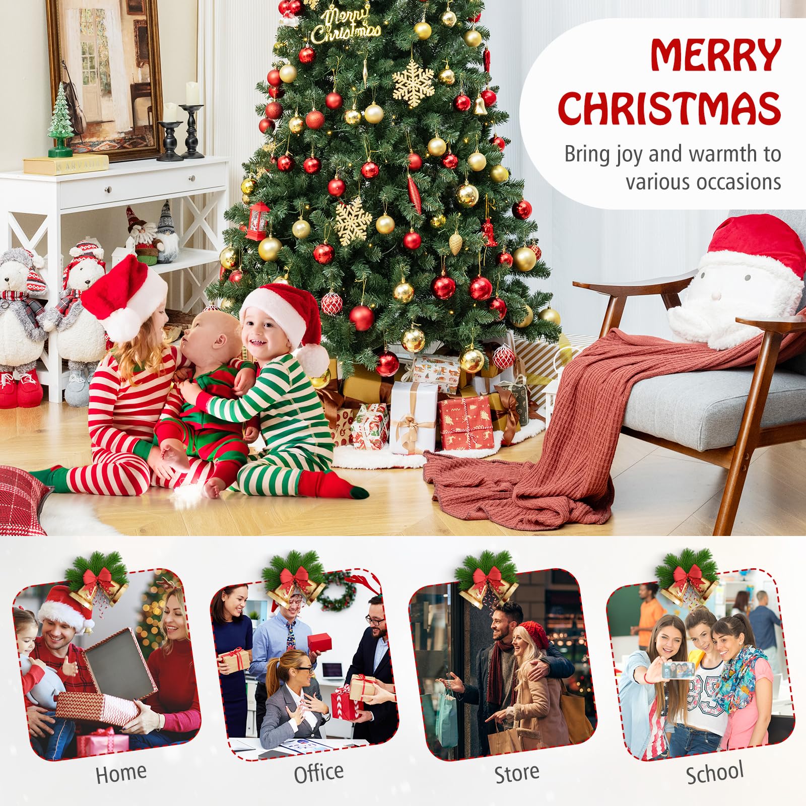 Goplus 8ft Pre-Lit Christmas Tree, Artificial Hinged Xmas Tree with 400 Warm White LED Lights - Image 8