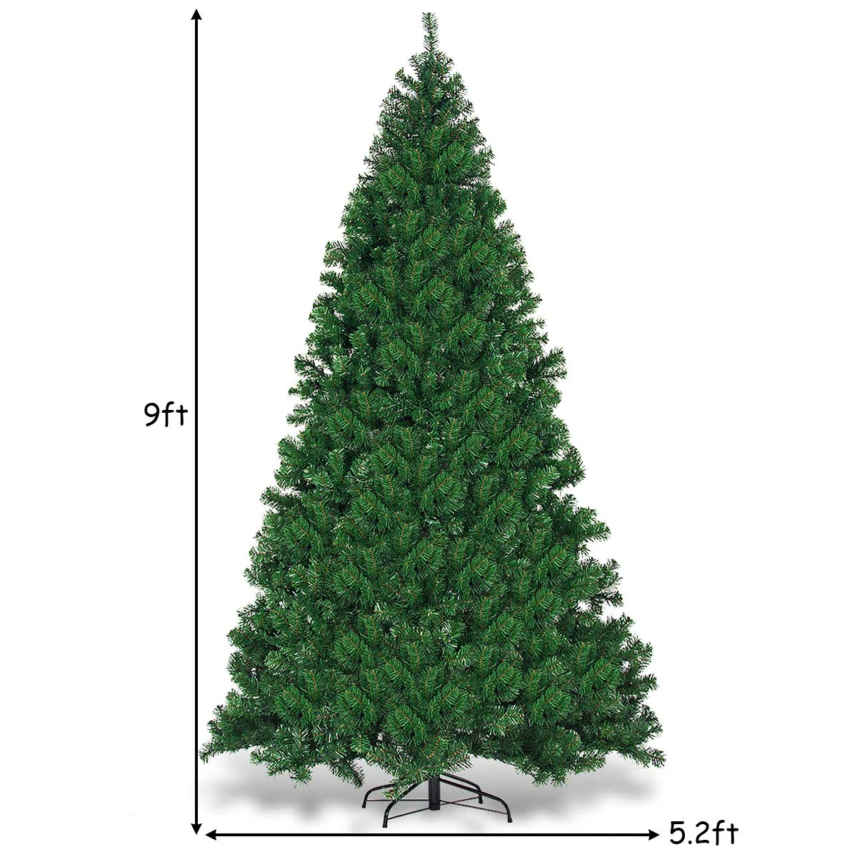 Goplus 9ft Artificial Pre-lit Christmas Tree Premium Spruce Hinged Tree with 700 LED Lights and Solid Metal Stand - Image 6