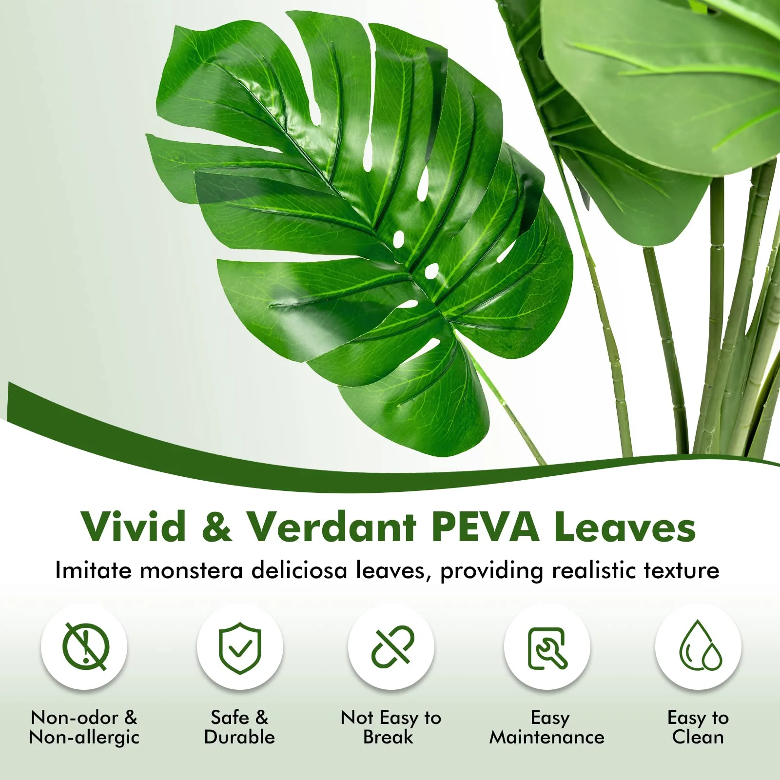 Goplus Artificial Monstera Deliciosa Plant, 5ft Tall Fake Tropical Palm Tree w/15 Pcs Different Turtle Leaves - Image 3