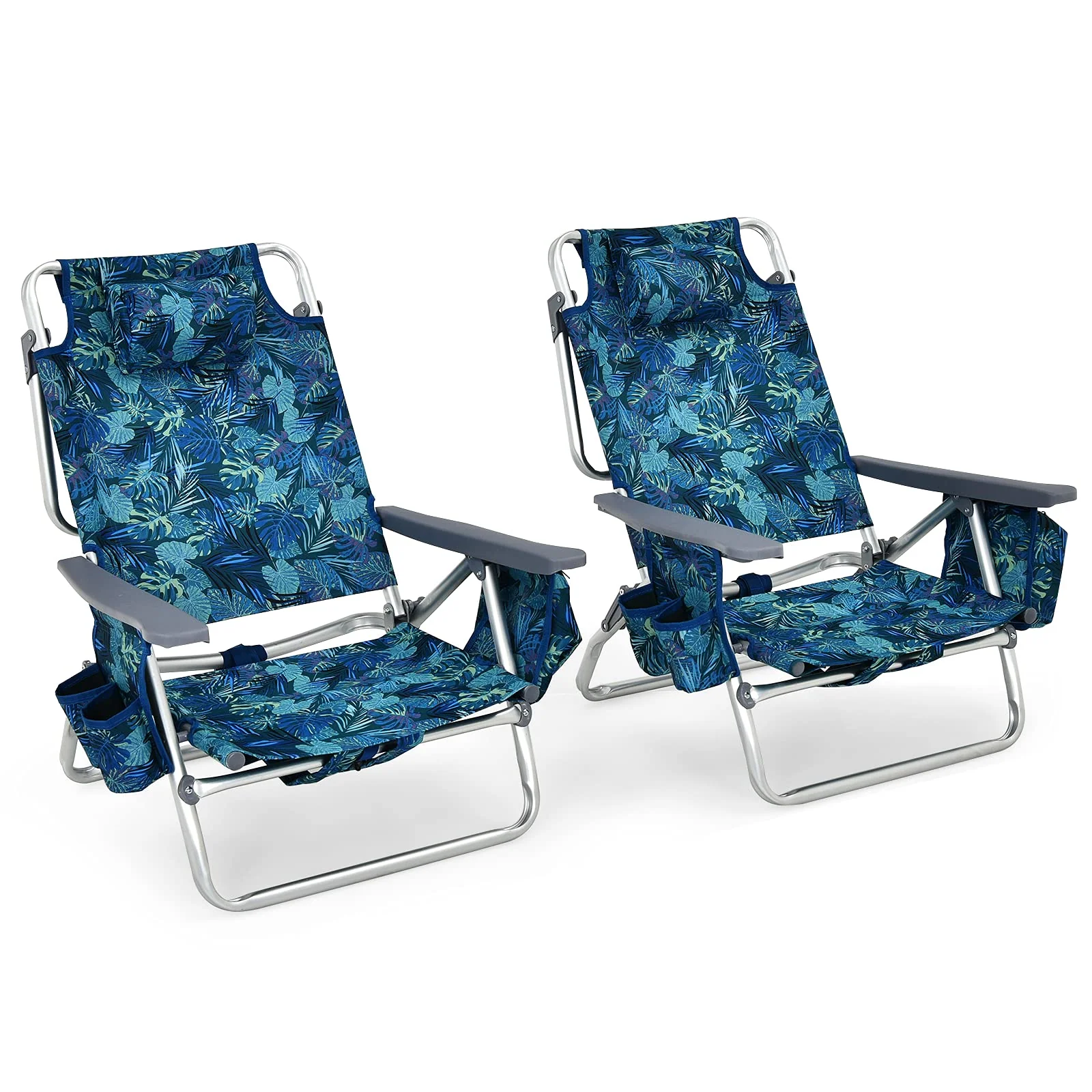 Goplus Backpack Beach Chairs, 2 Pcs Portable Camping Chairs with Cool Bag and Cup Holder (Without Side Table) - Image 10