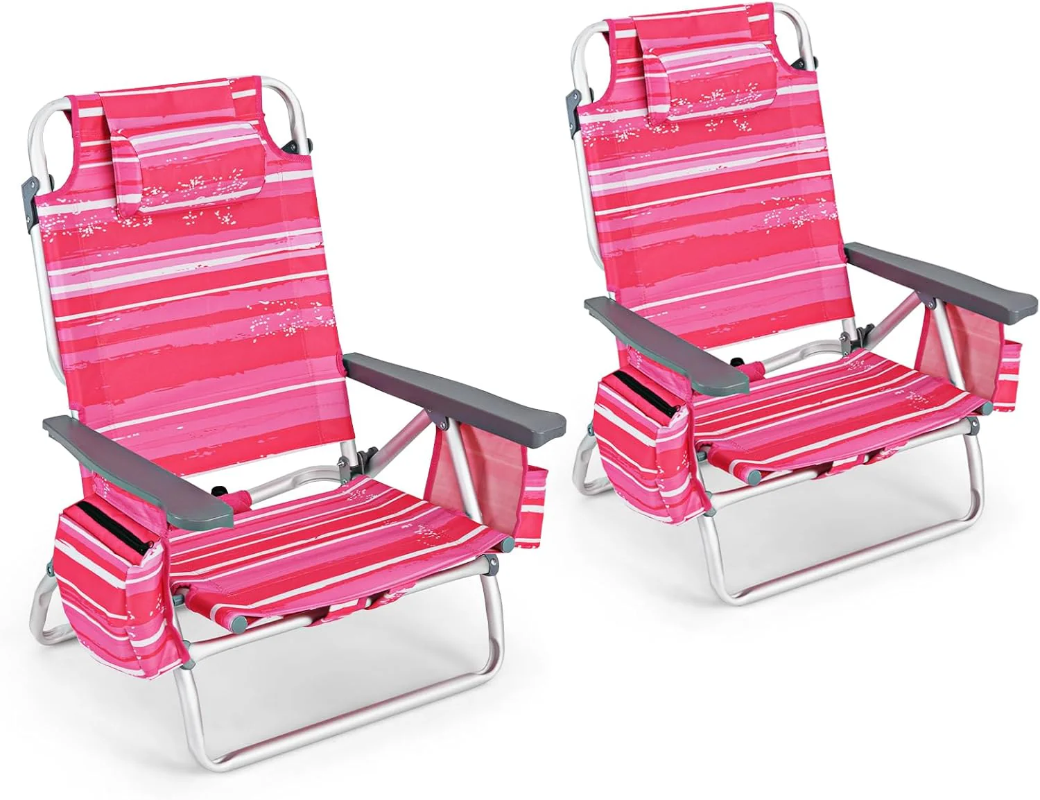 Goplus Backpack Beach Chairs, 2 Pcs Portable Camping Chairs with Cool Bag and Cup Holder (Without Side Table) - Image 12