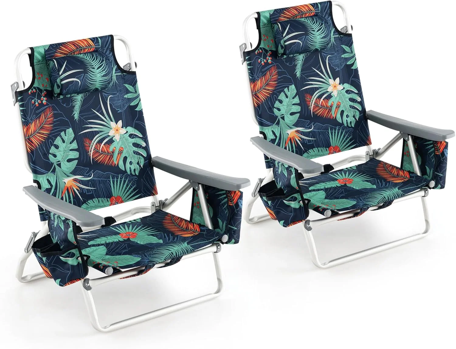 Goplus Backpack Beach Chairs, 2 Pcs Portable Camping Chairs with Cool Bag and Cup Holder (Without Side Table) - Image 13