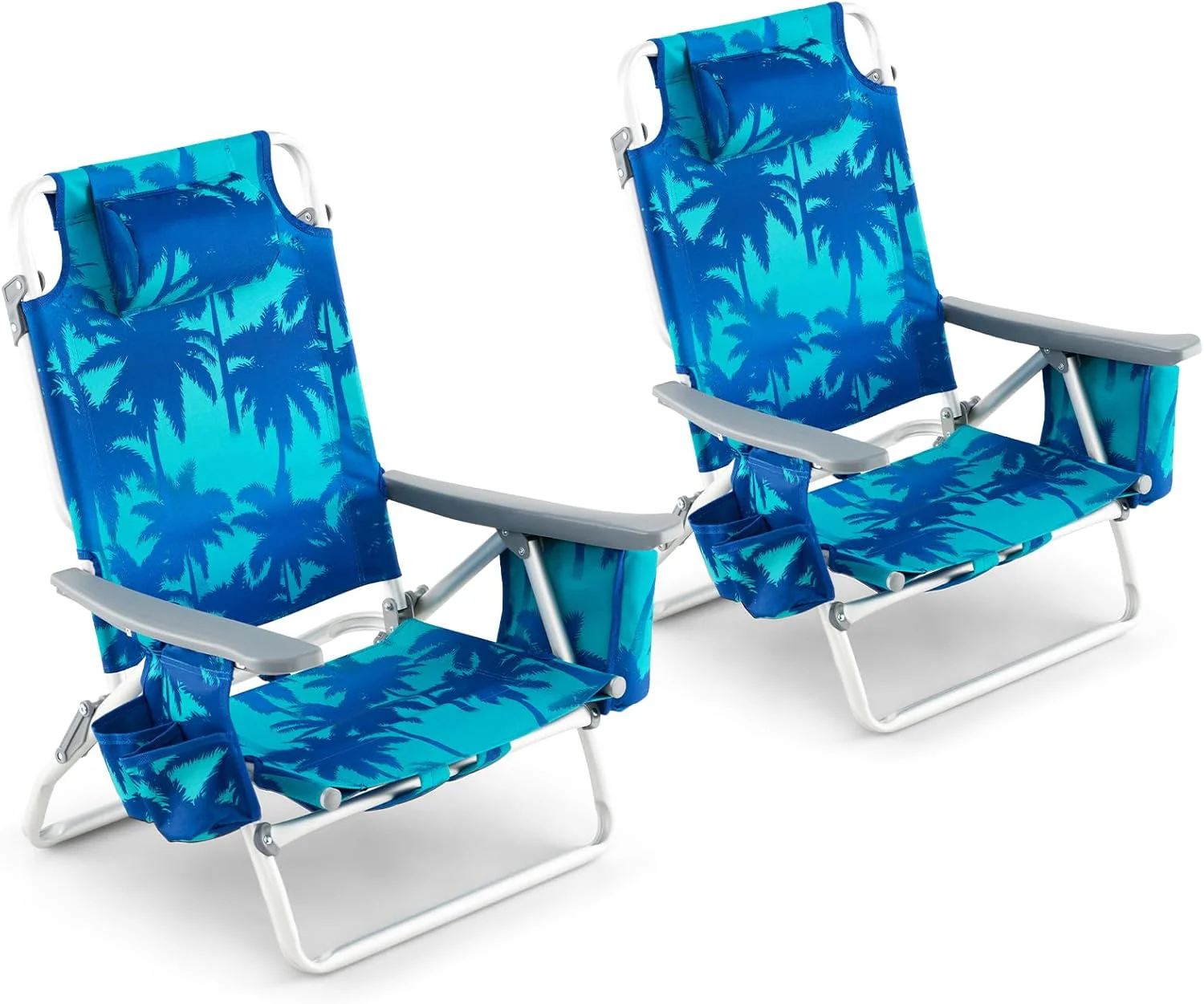 Goplus Backpack Beach Chairs, 2 Pcs Portable Camping Chairs with Cool Bag and Cup Holder (Without Side Table) - Image 14