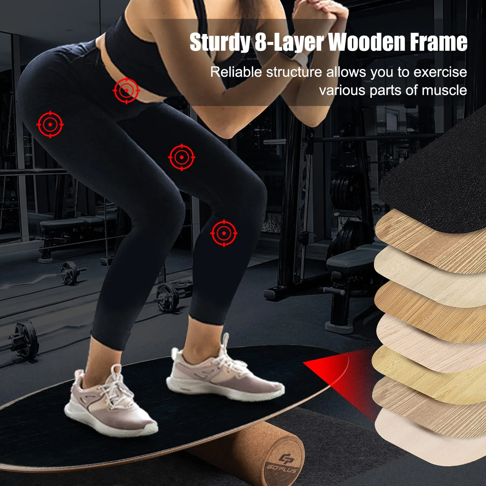 Goplus Balance Board Trainer, 500 LBS Weight Capacity Balancing Board for Core Strength, Skateboard - Image 3
