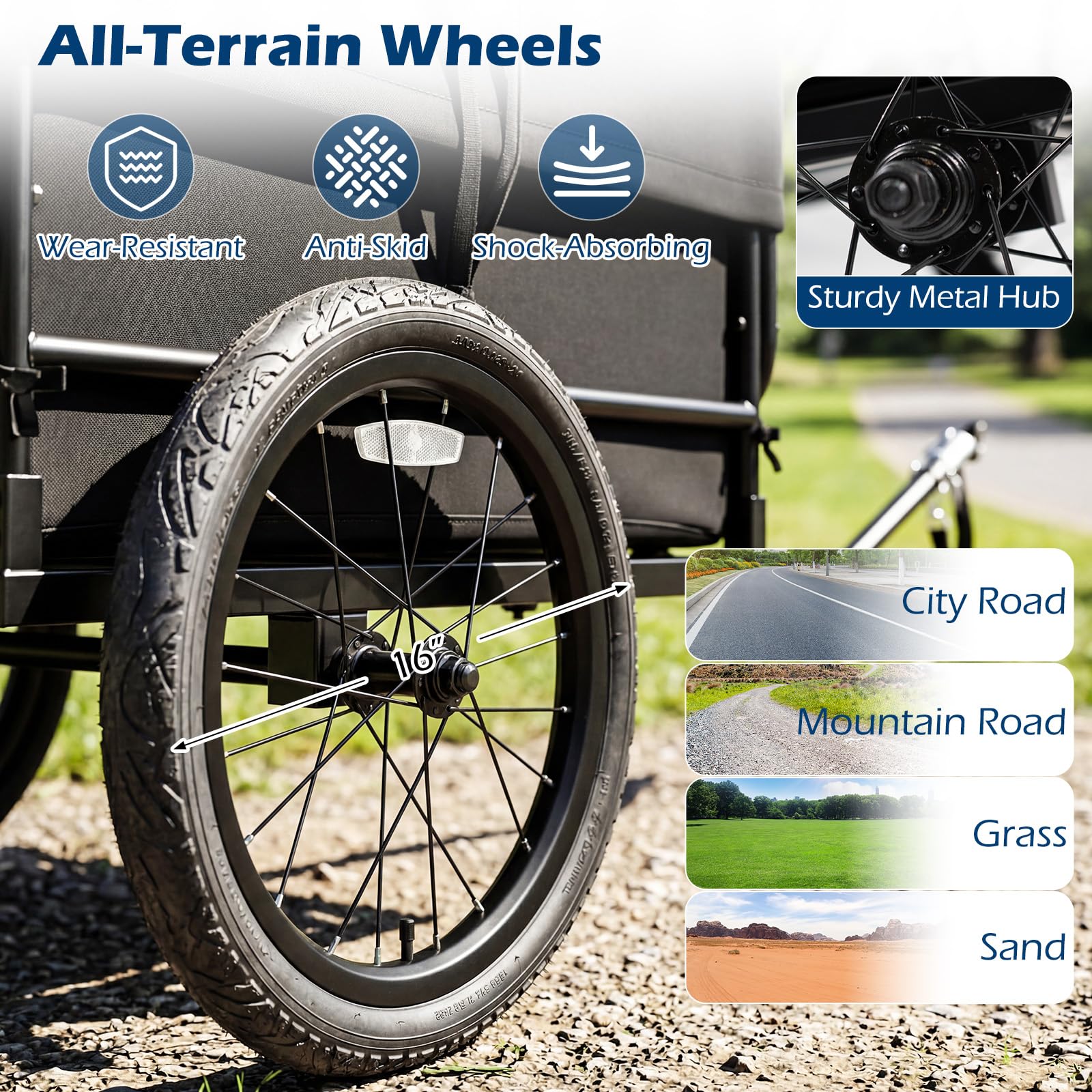 Goplus Bike Cargo Trailer Heavy-Duty Bicycle Wagon Cart(70.5" x 28" x 26") - Image 5