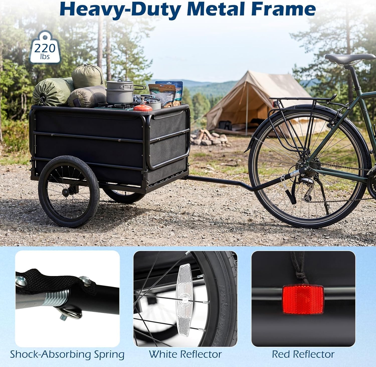 Goplus Bike Cargo Trailer Heavy-Duty Bicycle Wagon Cart(70.5" x 28" x 26") - Image 6