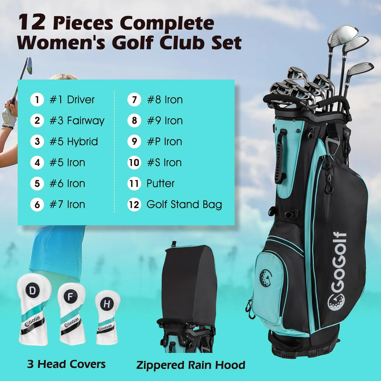 Goplus Complete Golf Club Set for Women | 12 Pieces Right Hand Ladies' Golf Clubs - Image 3