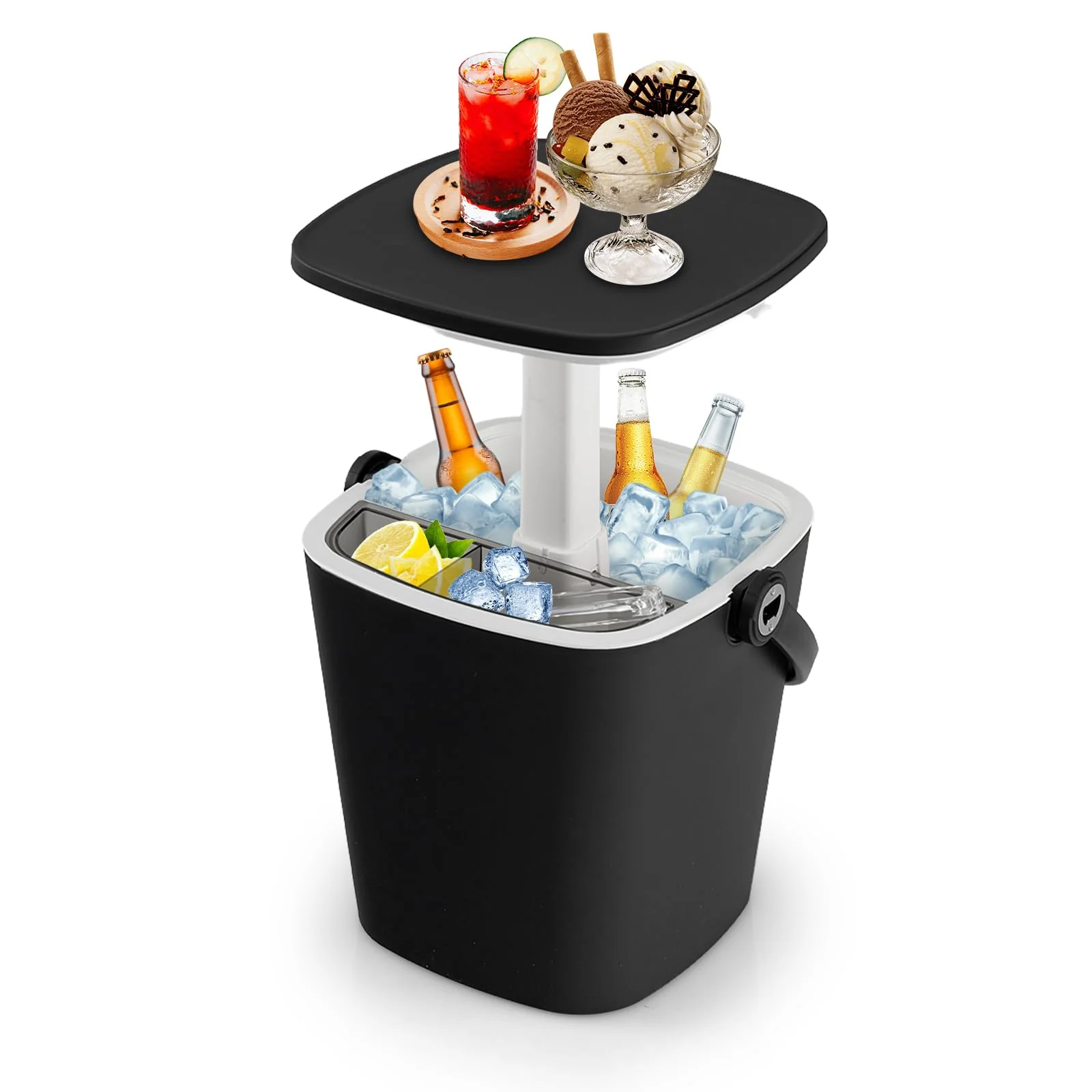 Goplus Cooler Table, Portable 4 Gallon All-Weather Beer and Wine Table Cooler with Handle - Image 11