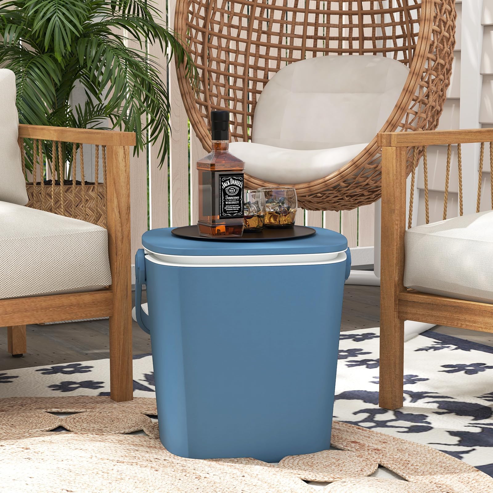 Goplus Cooler Table, Portable 4 Gallon All-Weather Beer and Wine Table Cooler with Handle - Image 8