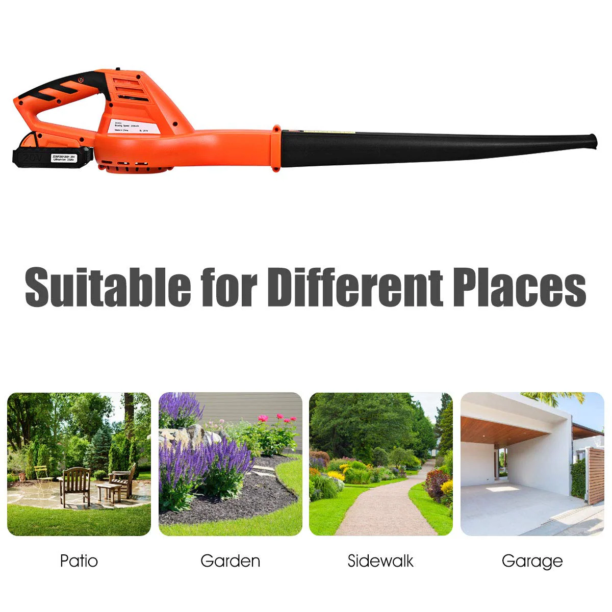 Goplus Cordless Leaf Blower, Rechargeable Leaf Sweeper w/Lithium Battery and Charger - Image 8