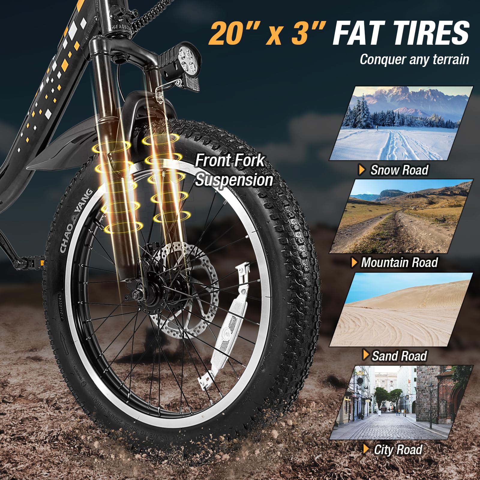 Goplus Electric Bicycle for Adults, Folding Ebike w/20 Fat Tires, 750W Brushless Motor (Peak 850W) - Image 8