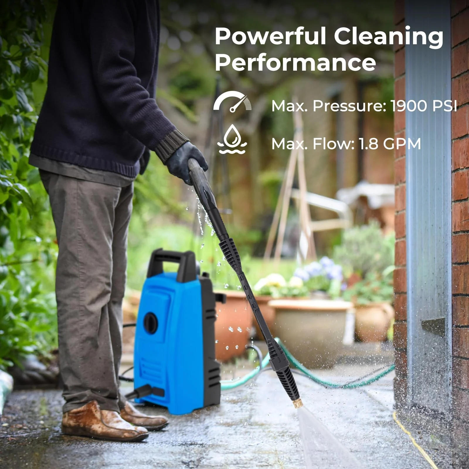 Goplus Electric Pressure Washer, 1900 PSI 1.8 GPM High Pressure Power Washer w/ 4 Quick Connect Nozzles - Image 2