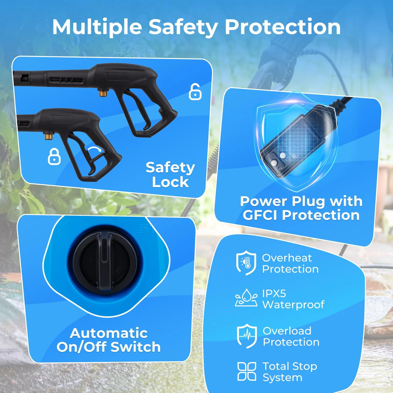 Goplus Electric Pressure Washer, 1900 PSI 1.8 GPM High Pressure Power Washer w/ 4 Quick Connect Nozzles - Image 4