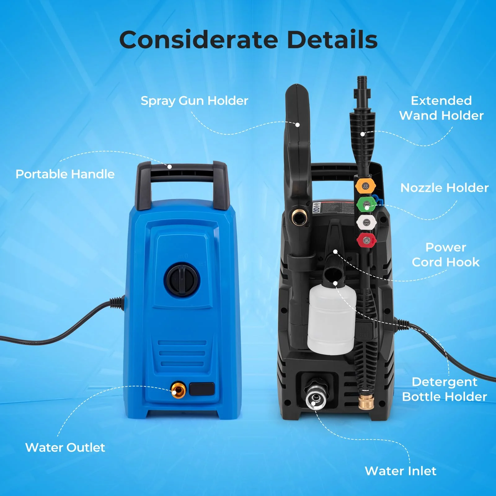 Goplus Electric Pressure Washer, 1900 PSI 1.8 GPM High Pressure Power Washer w/ 4 Quick Connect Nozzles - Image 9