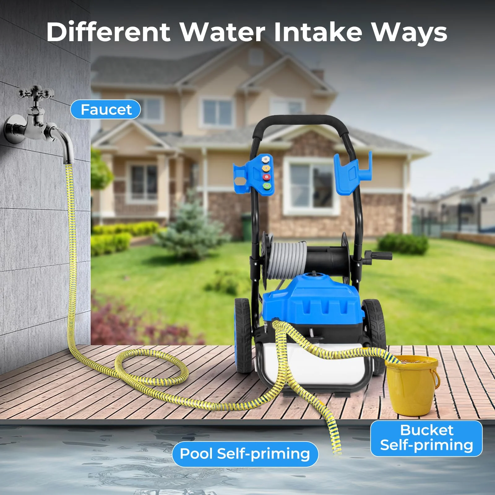 Goplus Electric Pressure Washer, 2300 PSI 1.8 GPM High Pressure Power Washer w/Wheels, 5 Quick Connect Nozzles - Image 5