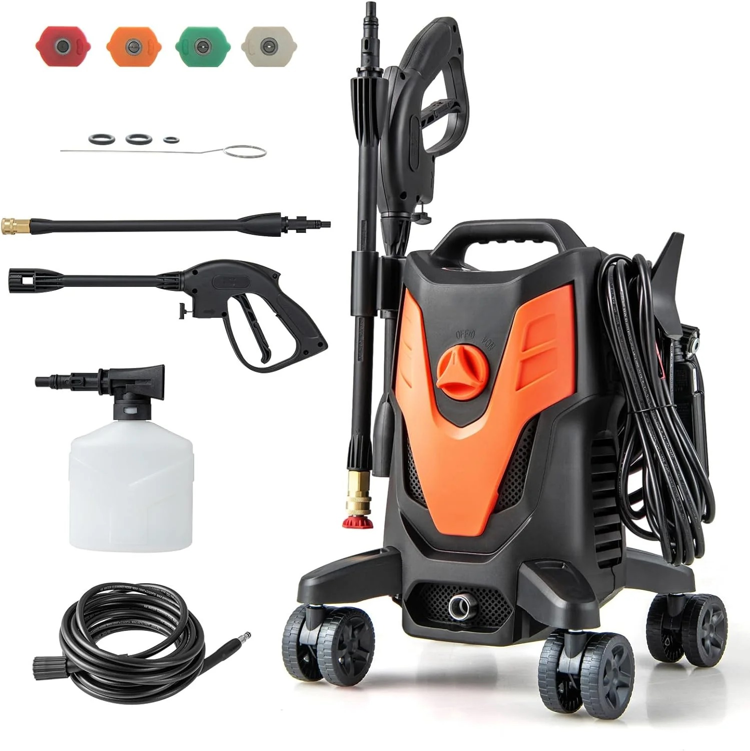 Goplus Electric Pressure Washer, 2400 PSI 1.7 GPM High Pressure Power Washer w/4 Quick Nozzles & Universal Wheels - Image 10