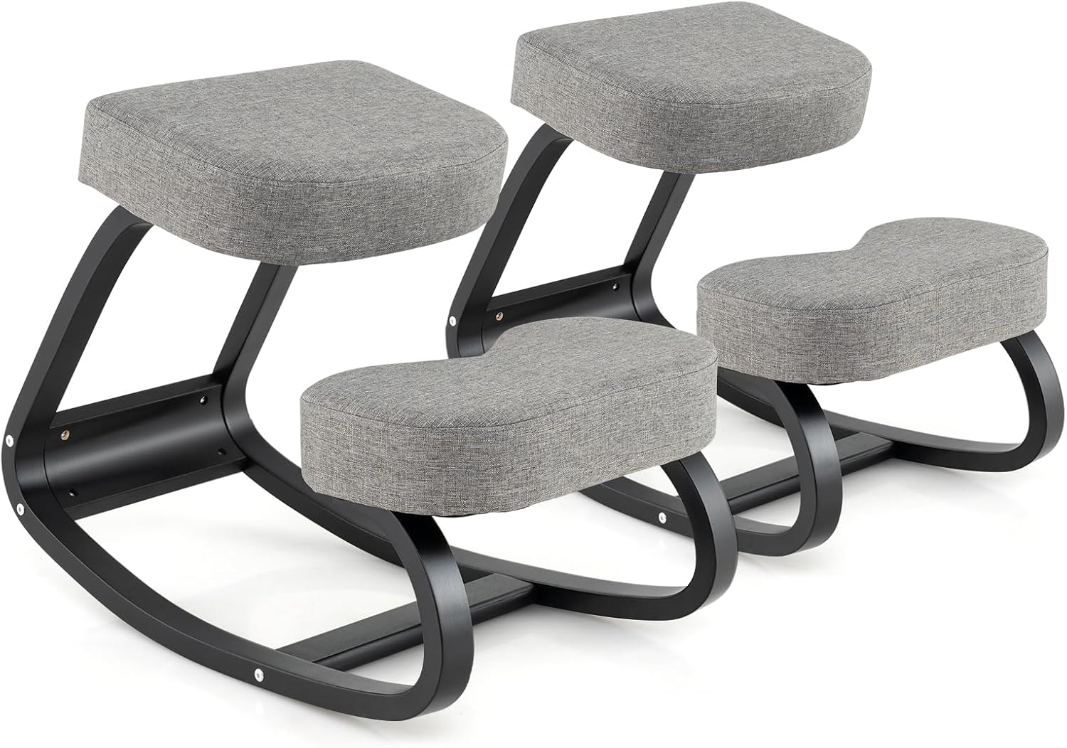 Goplus Ergonomic Kneeling Chair, Rocking Upright Posture Chair with Soft Seat & Knee Pads, Gray and Black - Image 10