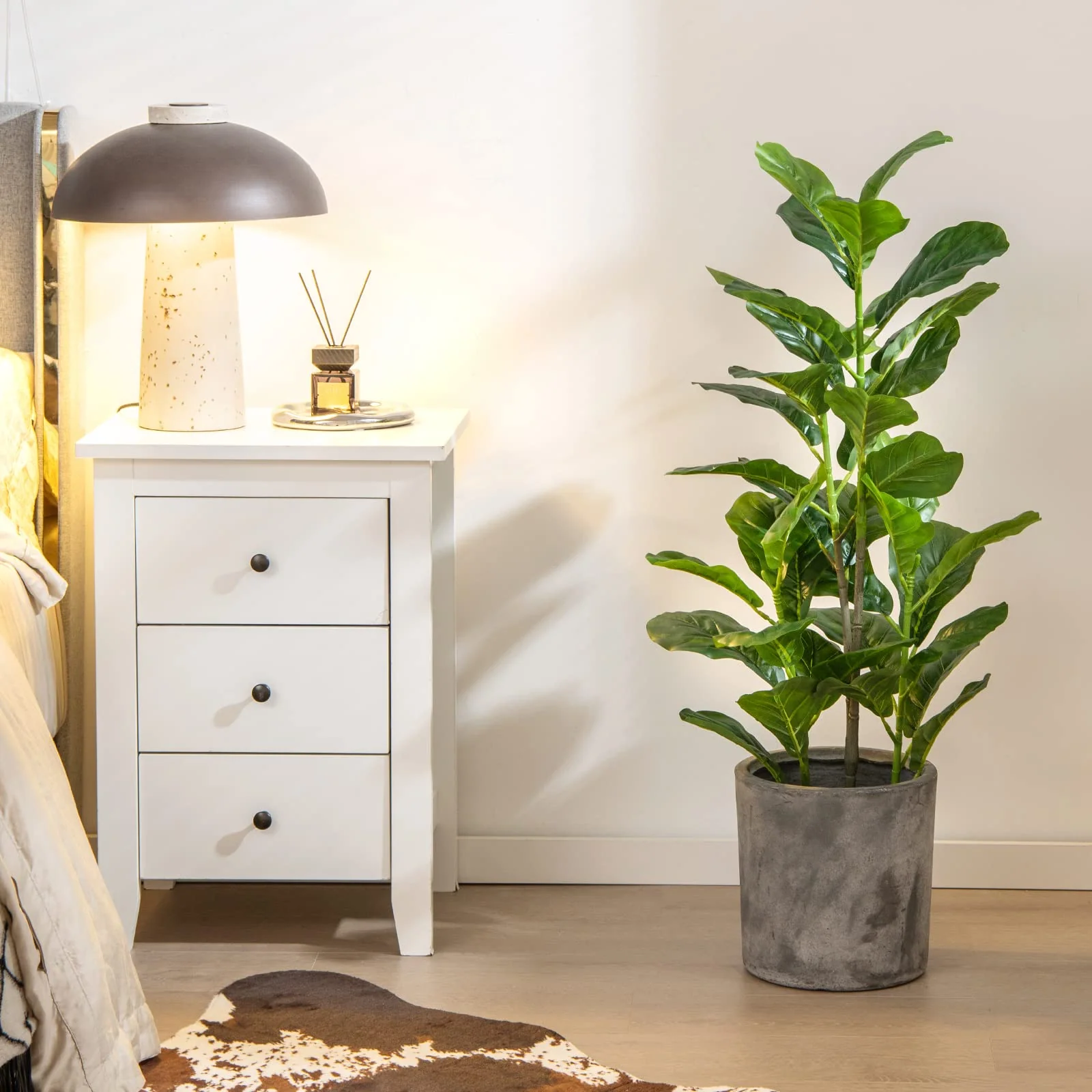 Goplus Fake Fiddle Leaf Fig Tree, 2-Pack 3.3 FT Tall Artificial Tree Greenery Plants in Pots W/40 Leaves - Image 8