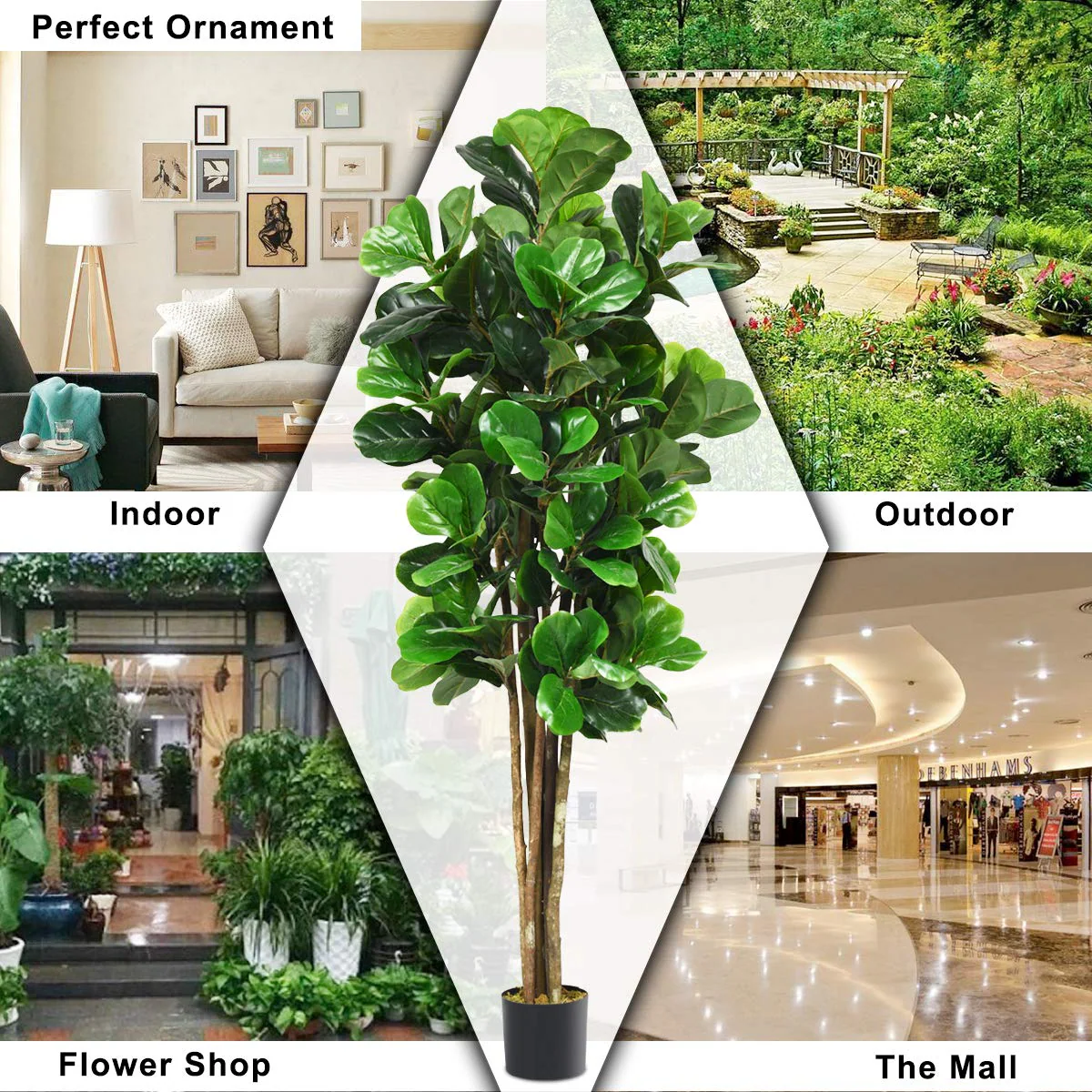 Goplus Fake Fiddle Leaf Fig Tree Artificial Greenery Plants - Image 4