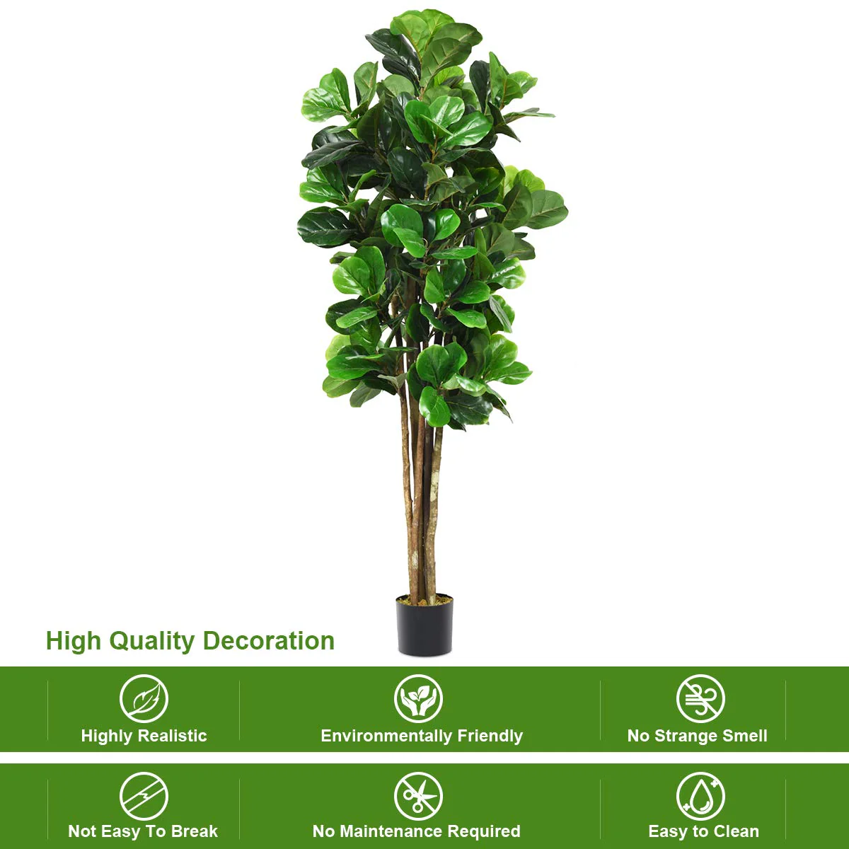 Goplus Fake Fiddle Leaf Fig Tree Artificial Greenery Plants - Image 5