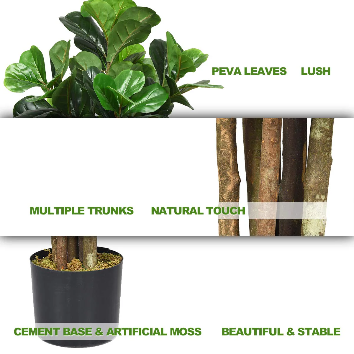 Goplus Fake Fiddle Leaf Fig Tree Artificial Greenery Plants - Image 7