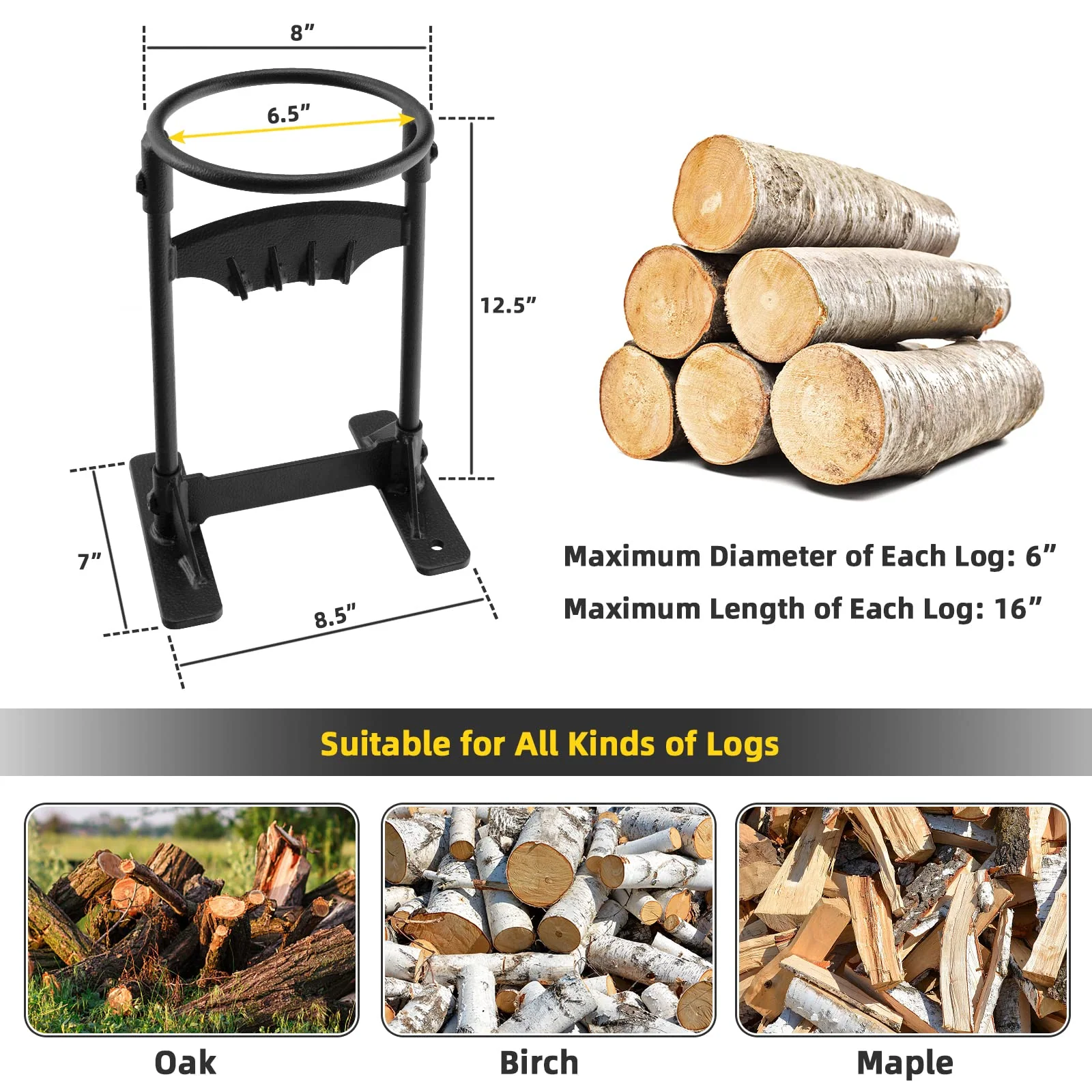 Goplus Firewood Kindling Splitter, High-Carbon Steel Manual Wood Splitter - Image 8