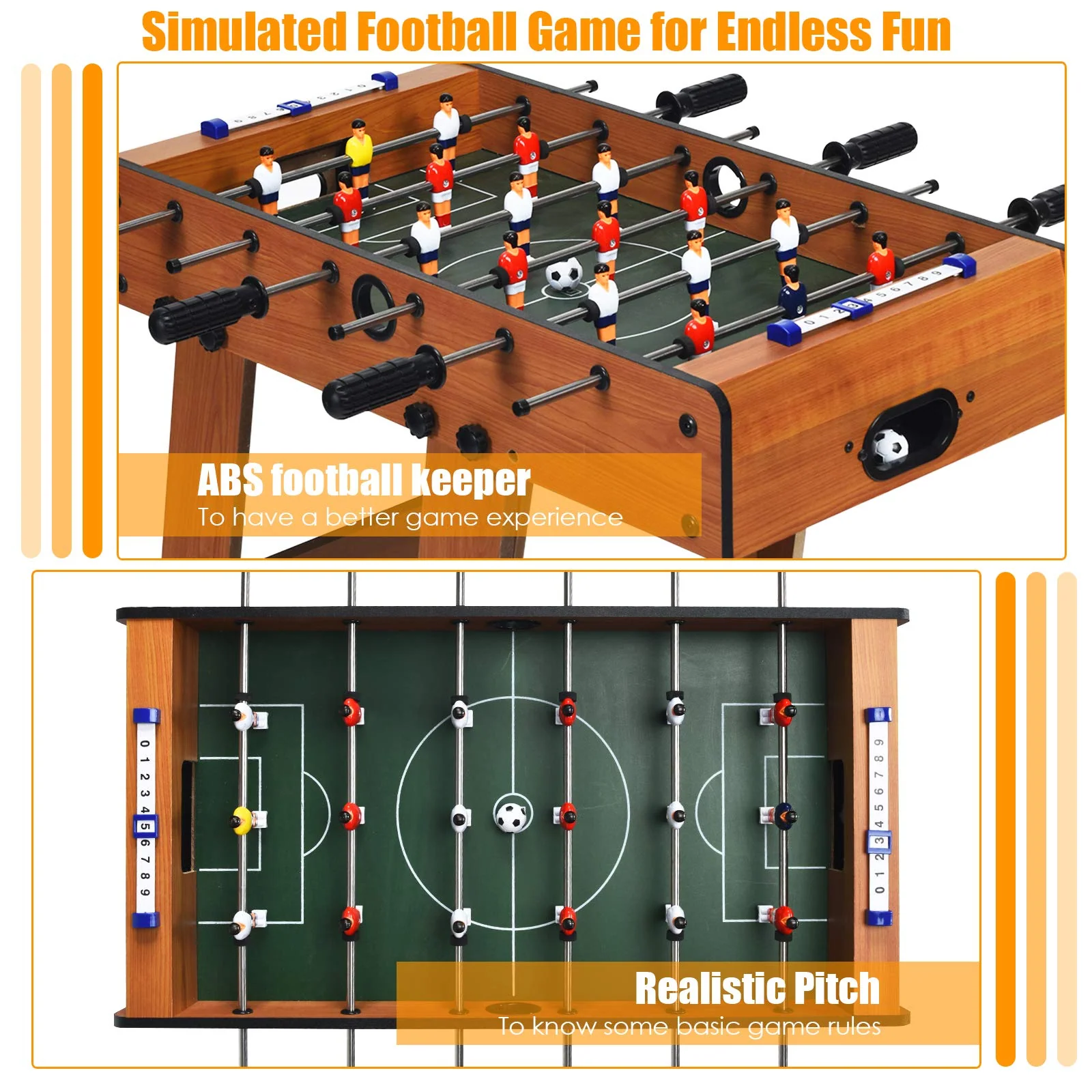 Goplus Foldable Foosball Table, 27'' Soccer Table Game w/ 2 Mini Footballs - Image 3
