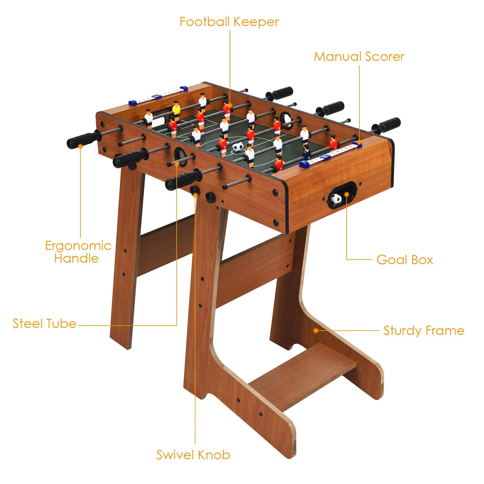 Goplus Foldable Foosball Table, 27'' Soccer Table Game w/ 2 Mini Footballs - Image 6