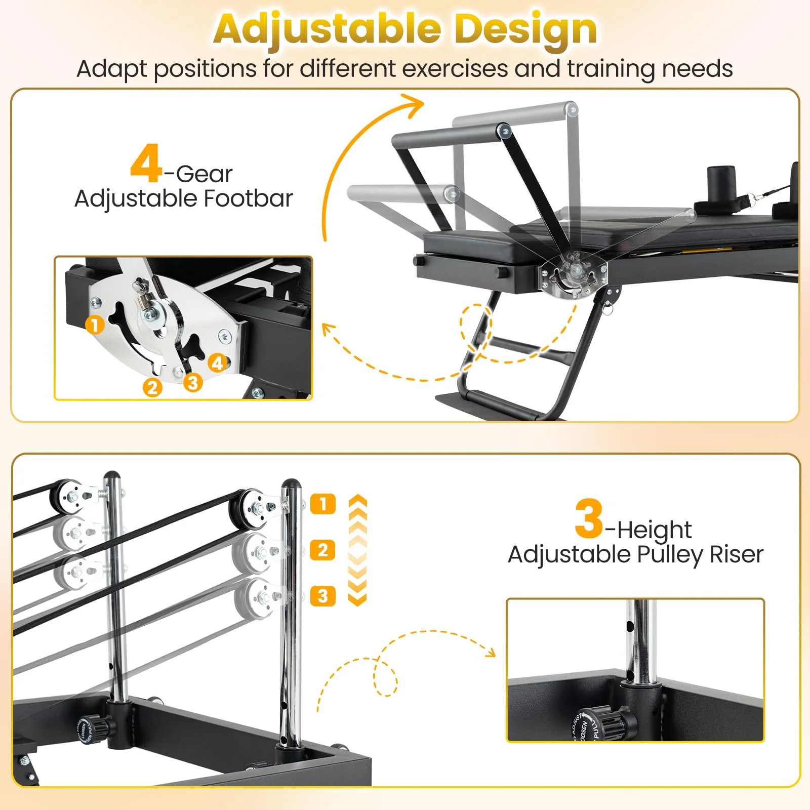 Goplus Foldable Pilates Reformer Machine for Home Gym 84" Large Pilates Equipment - Image 4