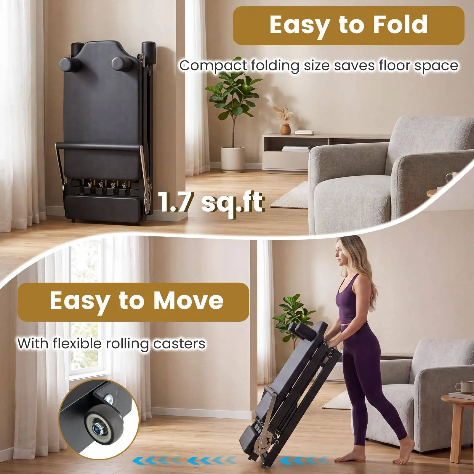 Goplus Foldable Pilates Reformer Machine for Home Gym 84" Large Pilates Equipment - Image 6