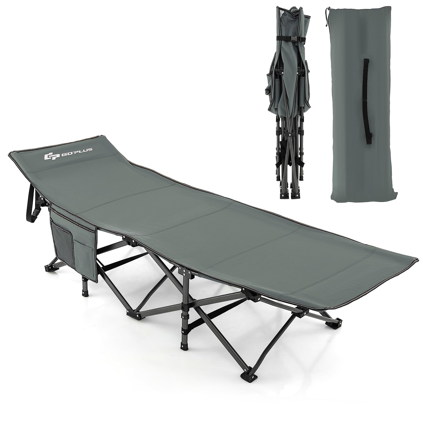 Goplus Folding Camping Cot, 27.5" Sleeping Cot for Adults with Carry Bag, 600LBS Weight Capacity - Image 10