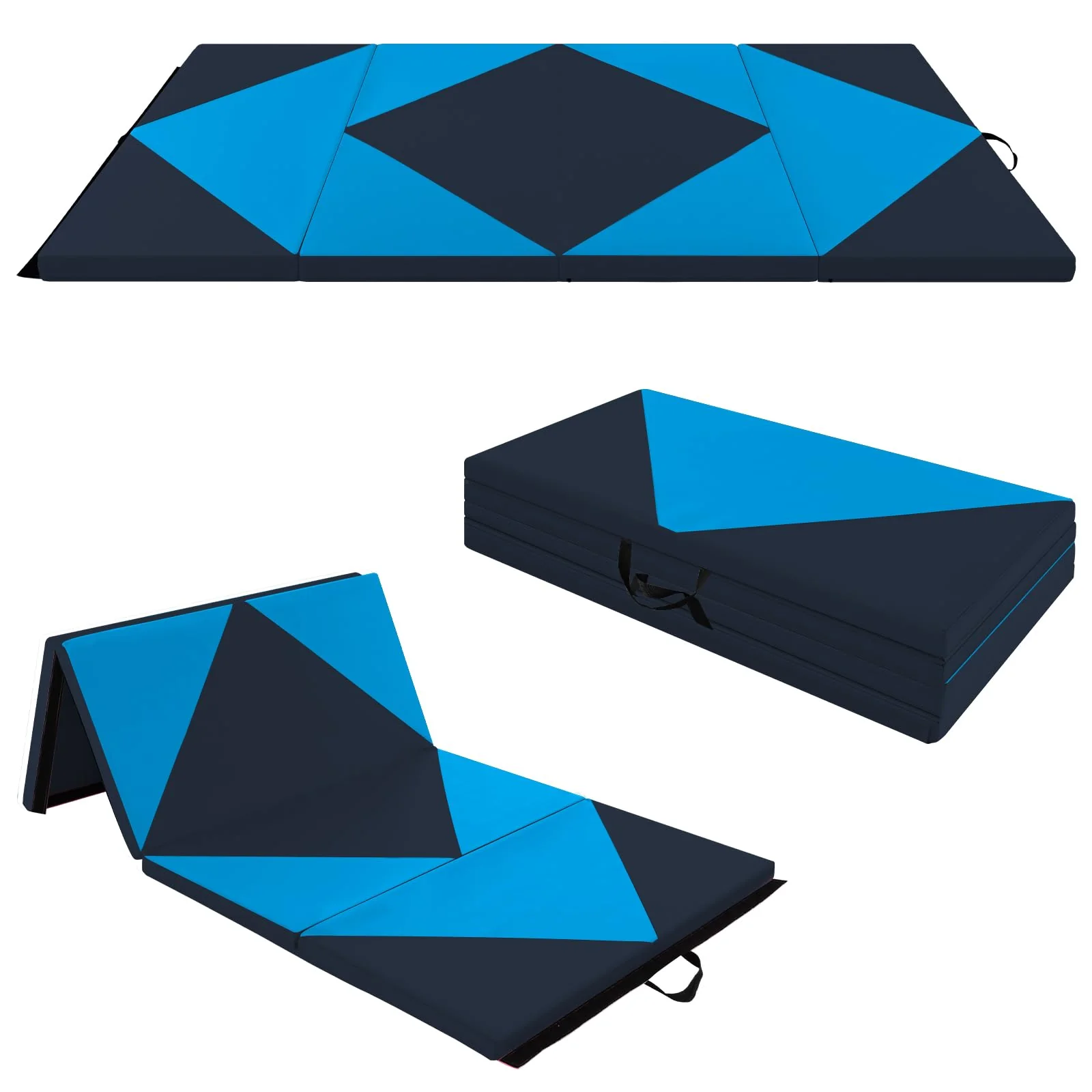 Goplus 8' x 4' x 2" Folding Tumbling Mat with Carry Handles Hook & Loop Fasteners