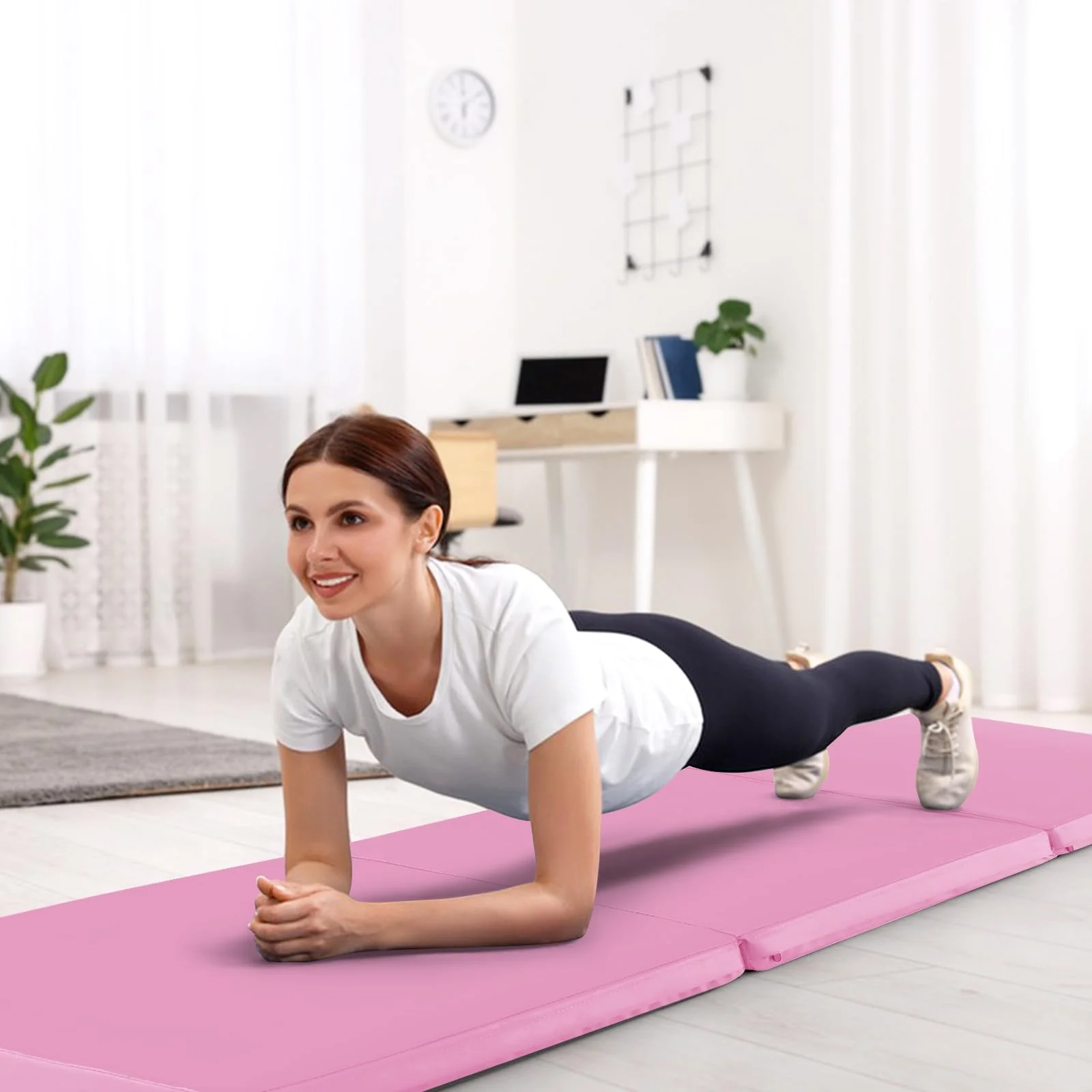 Goplus 6’ x 2’ x 2" Thick Tri-Fold Exercise Tumbling Mat w/Carrying Handles - Image 2