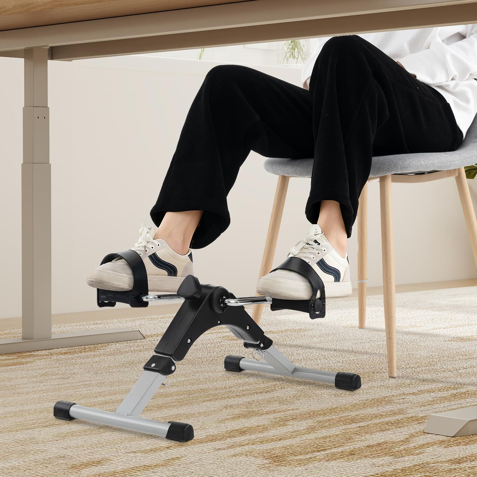 Goplus Folding Pedal Exerciser, Under Desk Mini Exercise Bike for Arm & Leg Workout - Image 4
