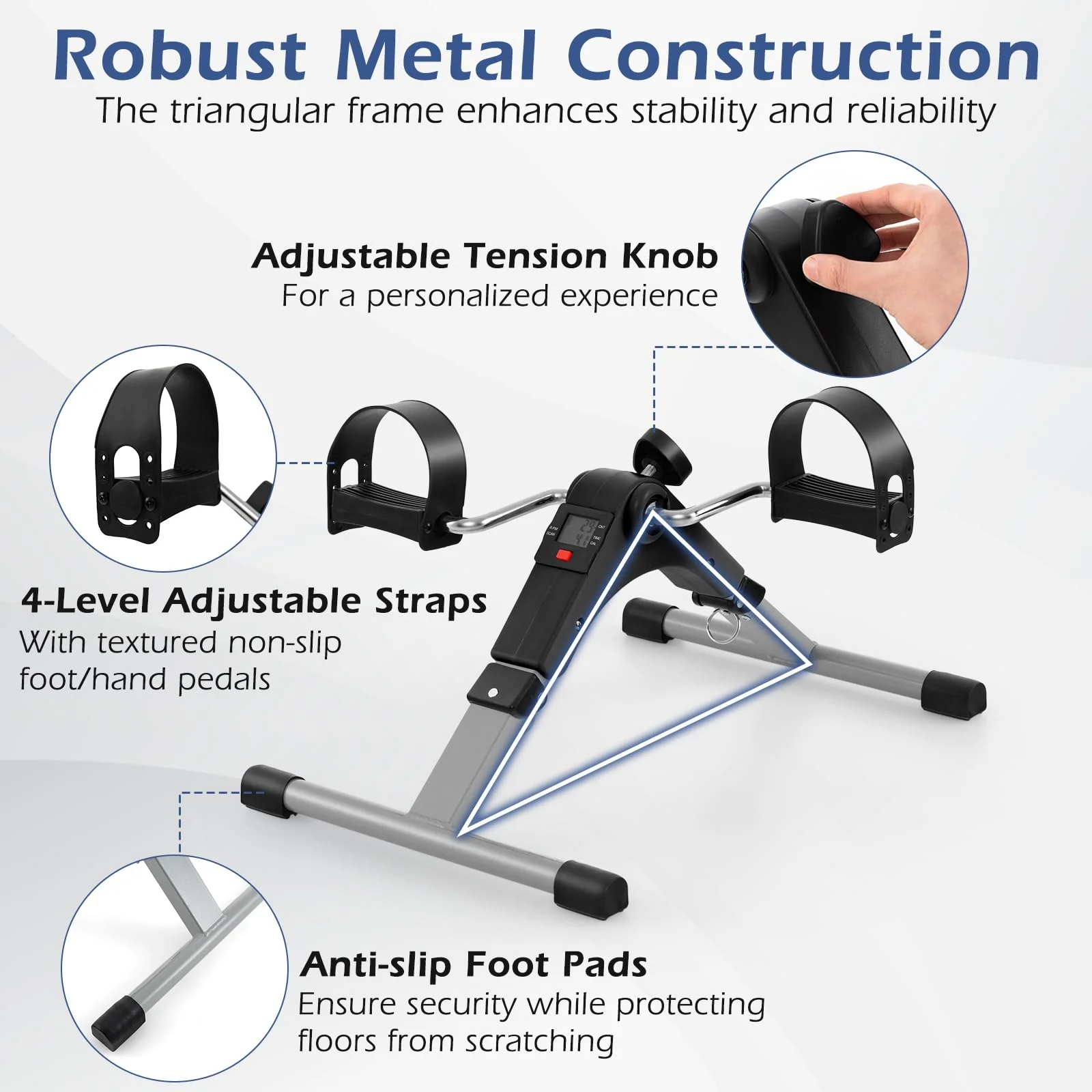 Goplus Folding Pedal Exerciser, Under Desk Mini Exercise Bike for Arm & Leg Workout - Image 7
