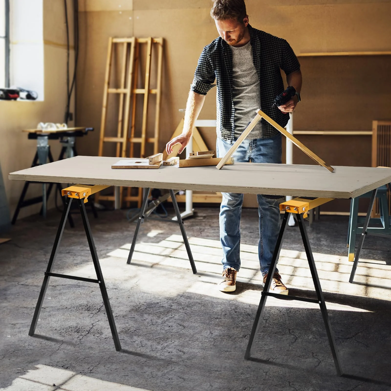 Goplus Folding Portable Work Horse with Fast Open Legs 2 Pack - Image 6