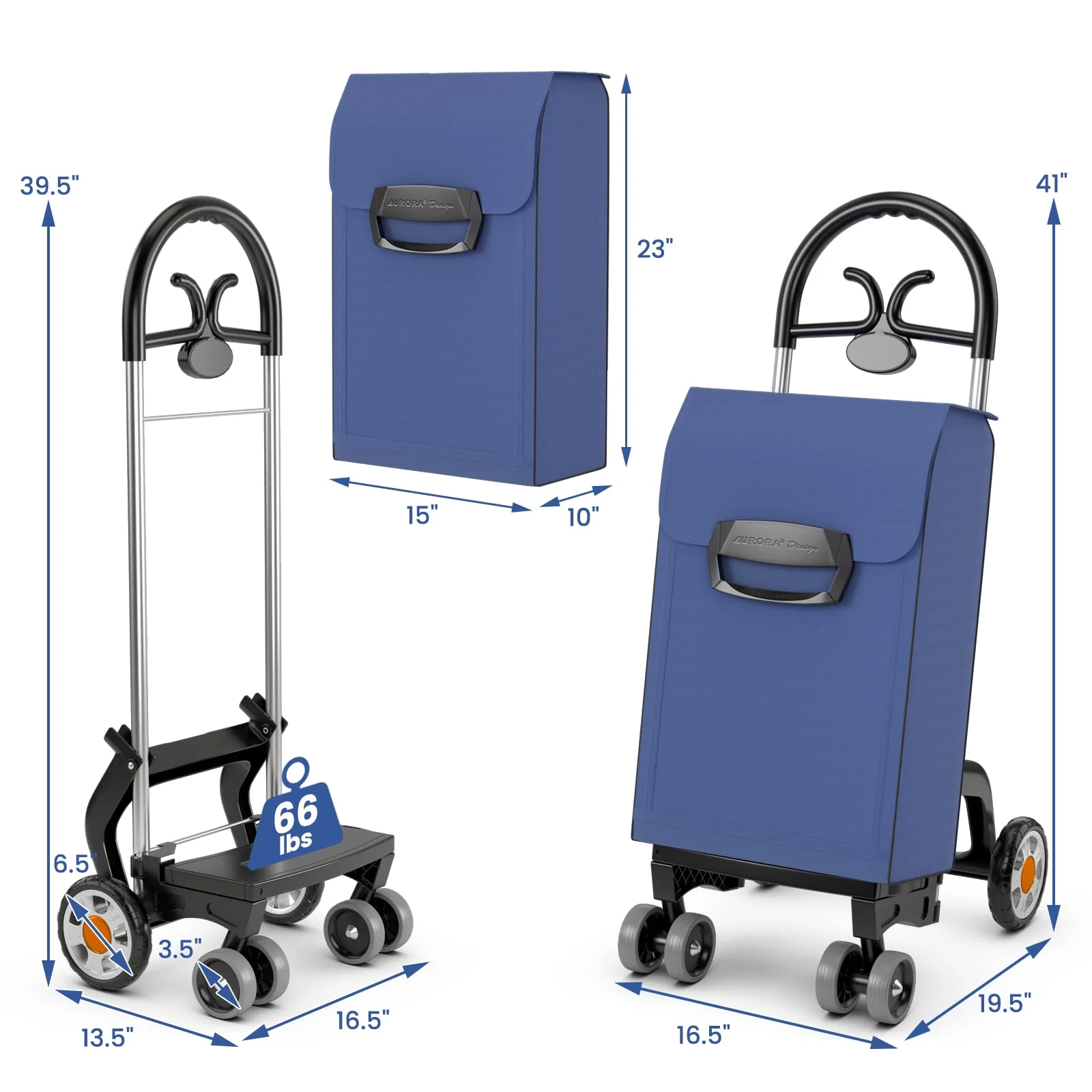 Goplus Folding Shopping Carts for Groceries with 6 Wheels, Heavy Duty Grocery Utility Cart - Image 7