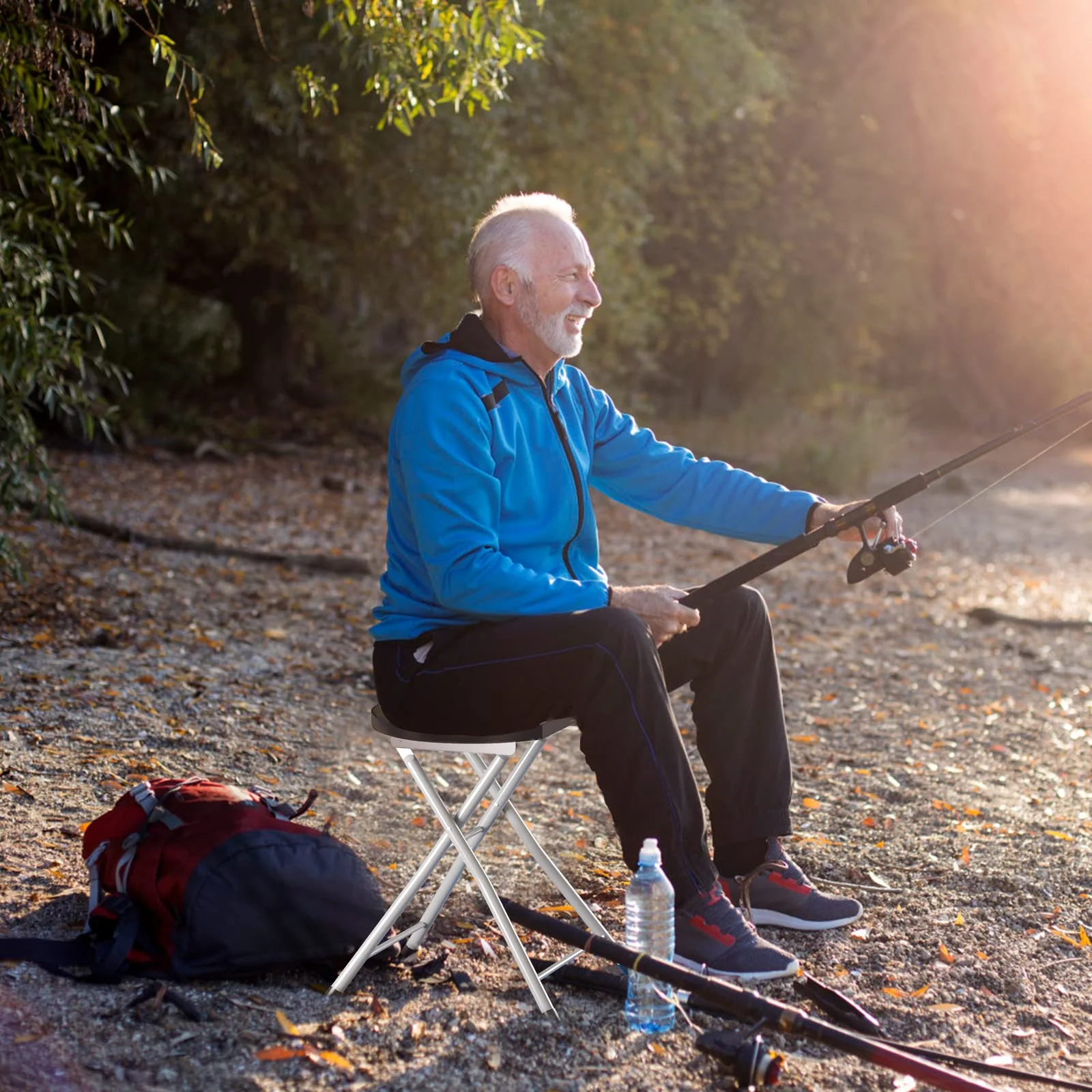 Goplus Folding Stool, 28 inch Foldable Camping Stool for Adults with 330 lb Capacity - Image 3